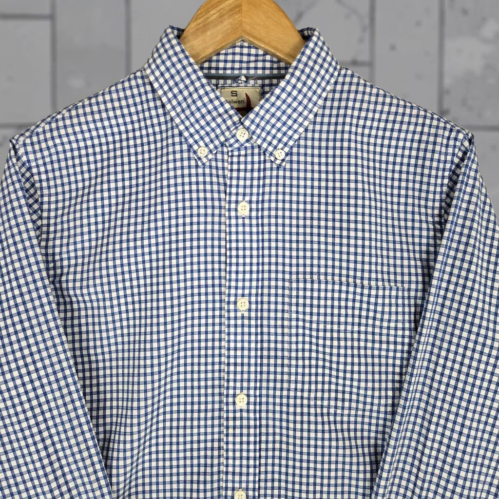 Relwen Relwen Shirt Mens S Blue Size Button Down White Gingham Checks Long Sleeve Size US S / EU 44-46 / 1 - 1 Thumbnail