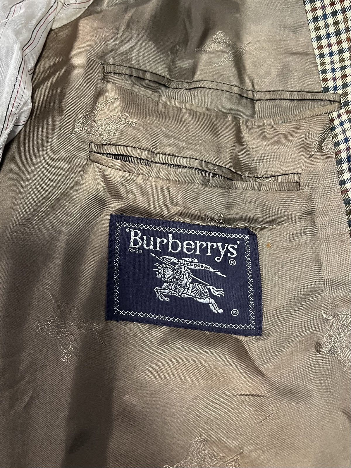 Burberry Prorsum Vtg Burberrys Blazer Jacket 54 US44 Wool Silk Check Germany Size 44R - 8 Thumbnail