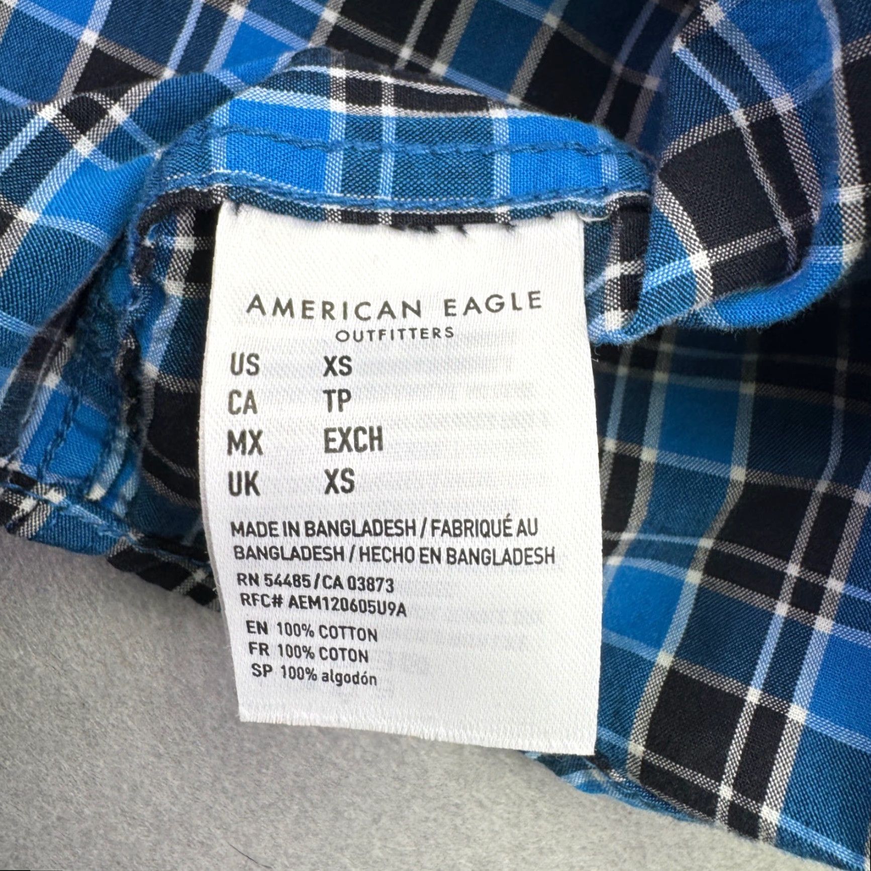 American Eagle Outfitters American Eagle Outfitters Men Blue Black Plaid Short Sleeve Button Up Shirt XS Size US XS / EU 42 / 0 - 4 Thumbnail