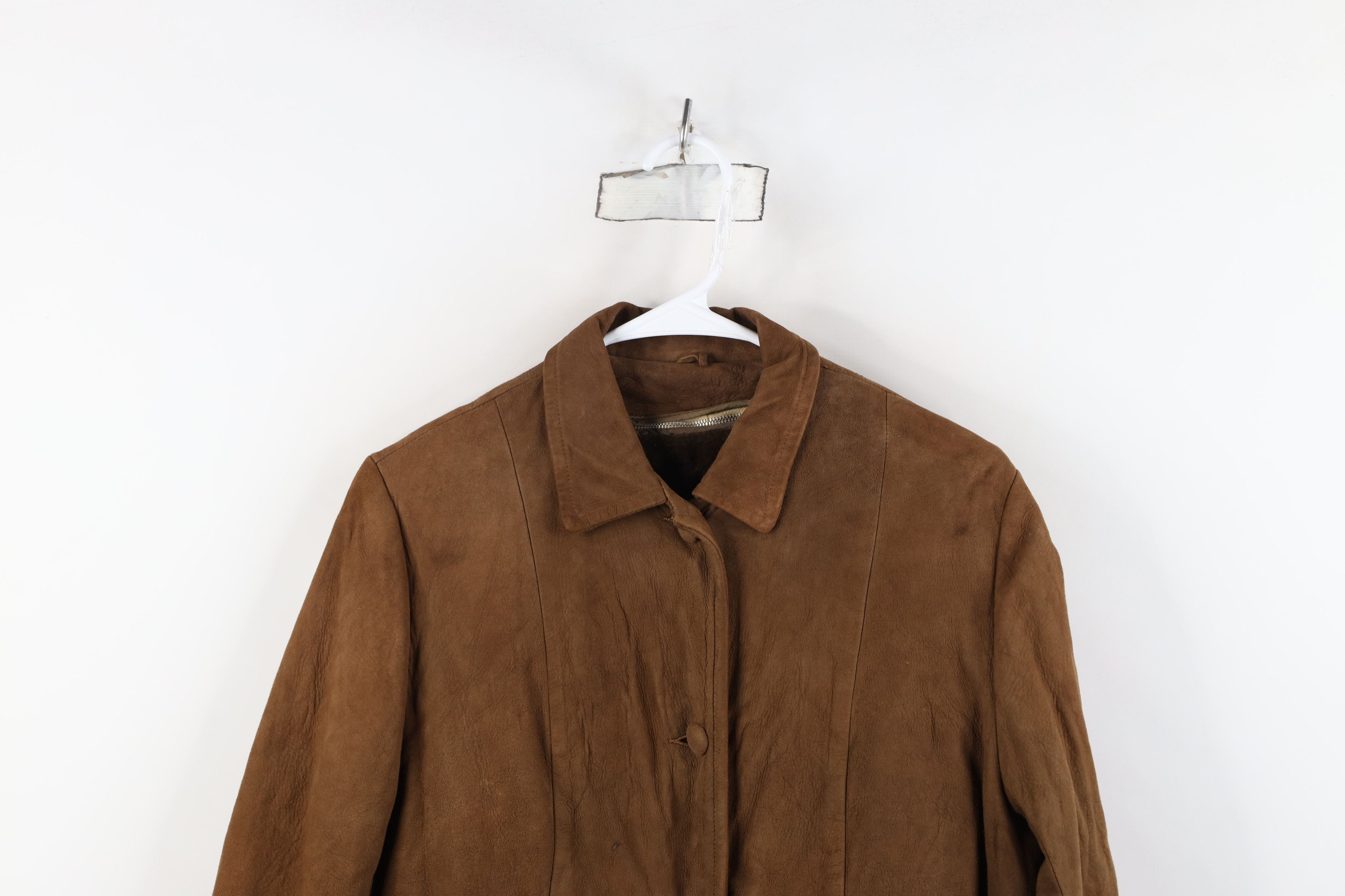 Vintage Vintage 50s Streetwear Lined Suede Leather Jacket Brown Size S / US 4 / IT 40 - 2 Thumbnail