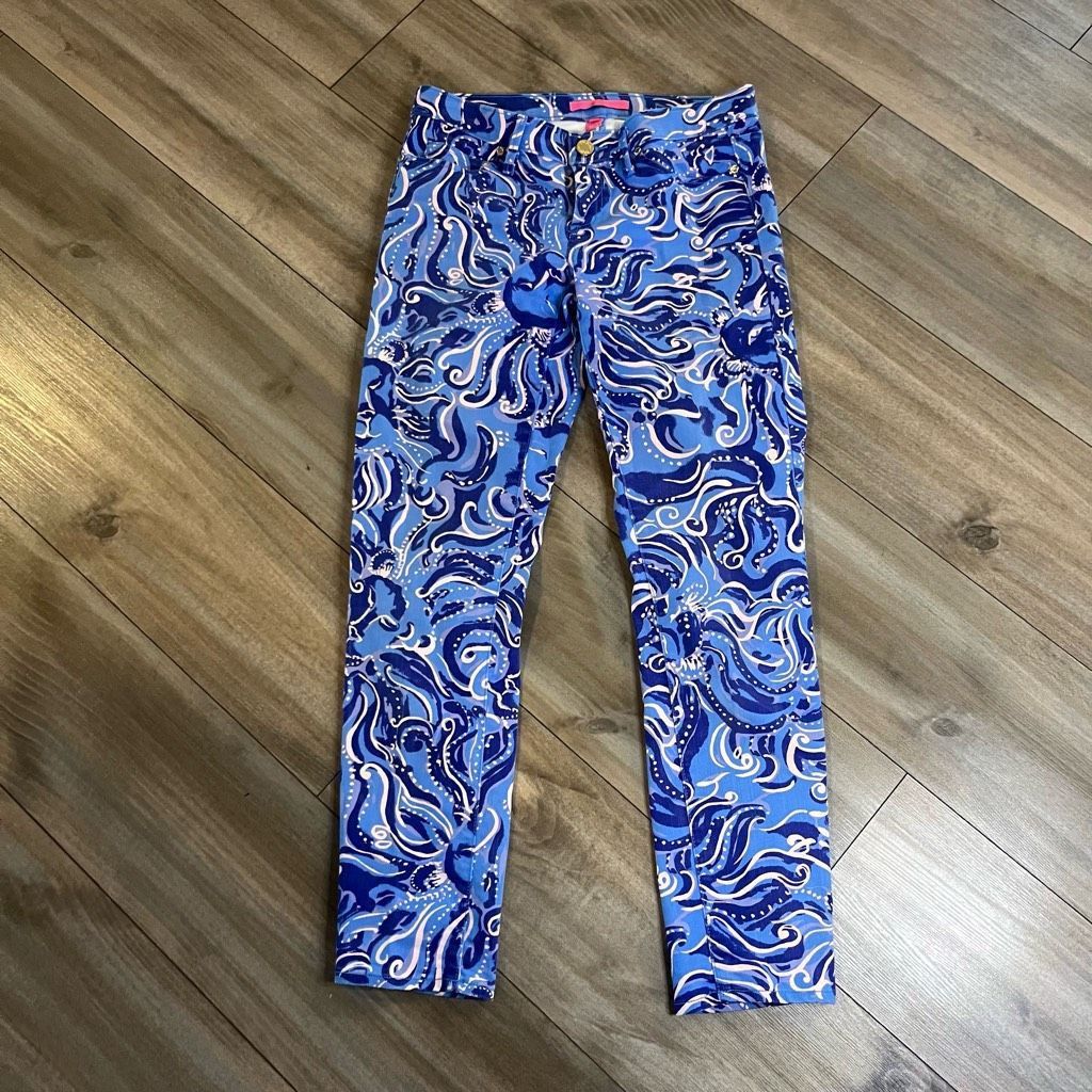 Lilly Pulitzer Lilly Pulitzer Ocean Skinny Cropped Pattern Pants Women 6 Size 27" / US 4 / IT 40 - 2 Thumbnail