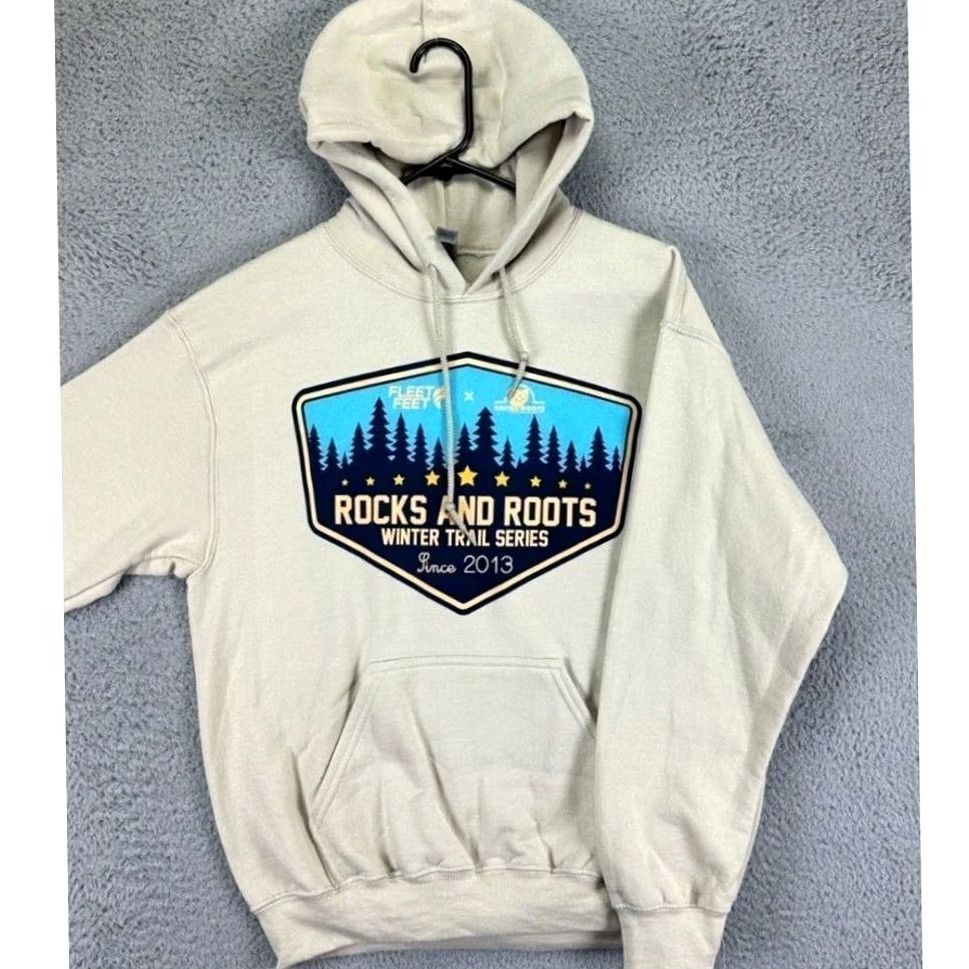 Gildan Gildan Sweatshirt Mens M Beige Heavy Blend Hoodie Rocks Roots Pullover EUC Size US M / EU 48-50 / 2 - 2 Thumbnail