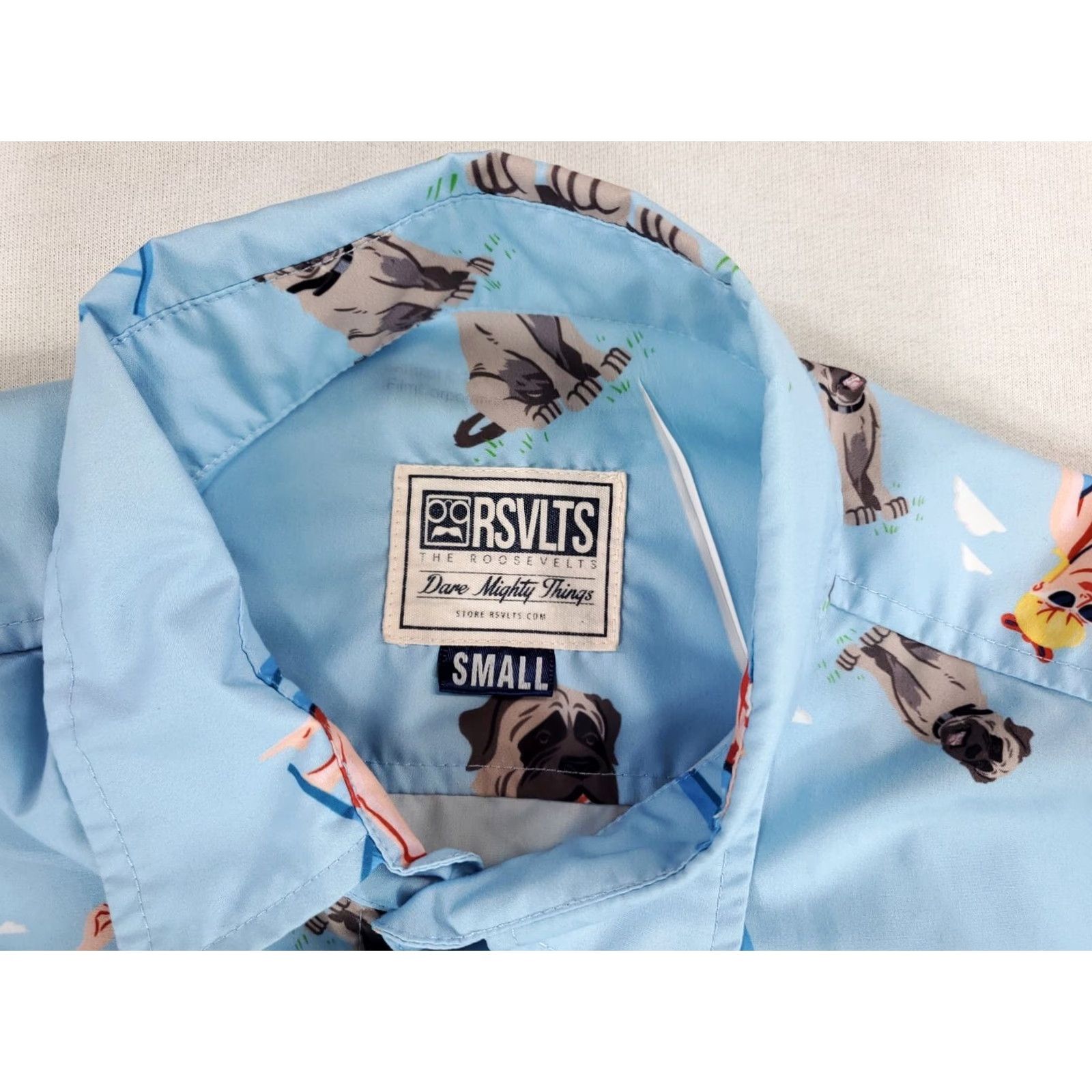 Vintage RSVLTS The Sandlot Hawaiian Camp Shirt Lifeguard Dog Light Blue Mens S Shirt Short Sleeve Button-Up Blue Men S Size US S / EU 44-46 / 1 - 2 Thumbnail