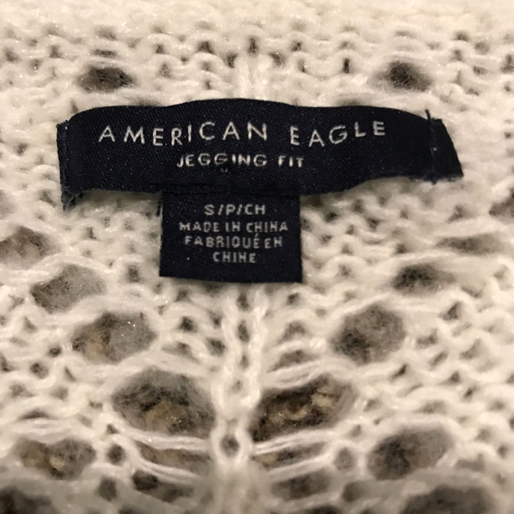 American Eagle Outfitters American Eagle Outfitters Sweater Womens S White Crochet Oversized Bell Sleeve V-Neck Pullover A44 Size S / US 4 / IT 40 - 2 Thumbnail