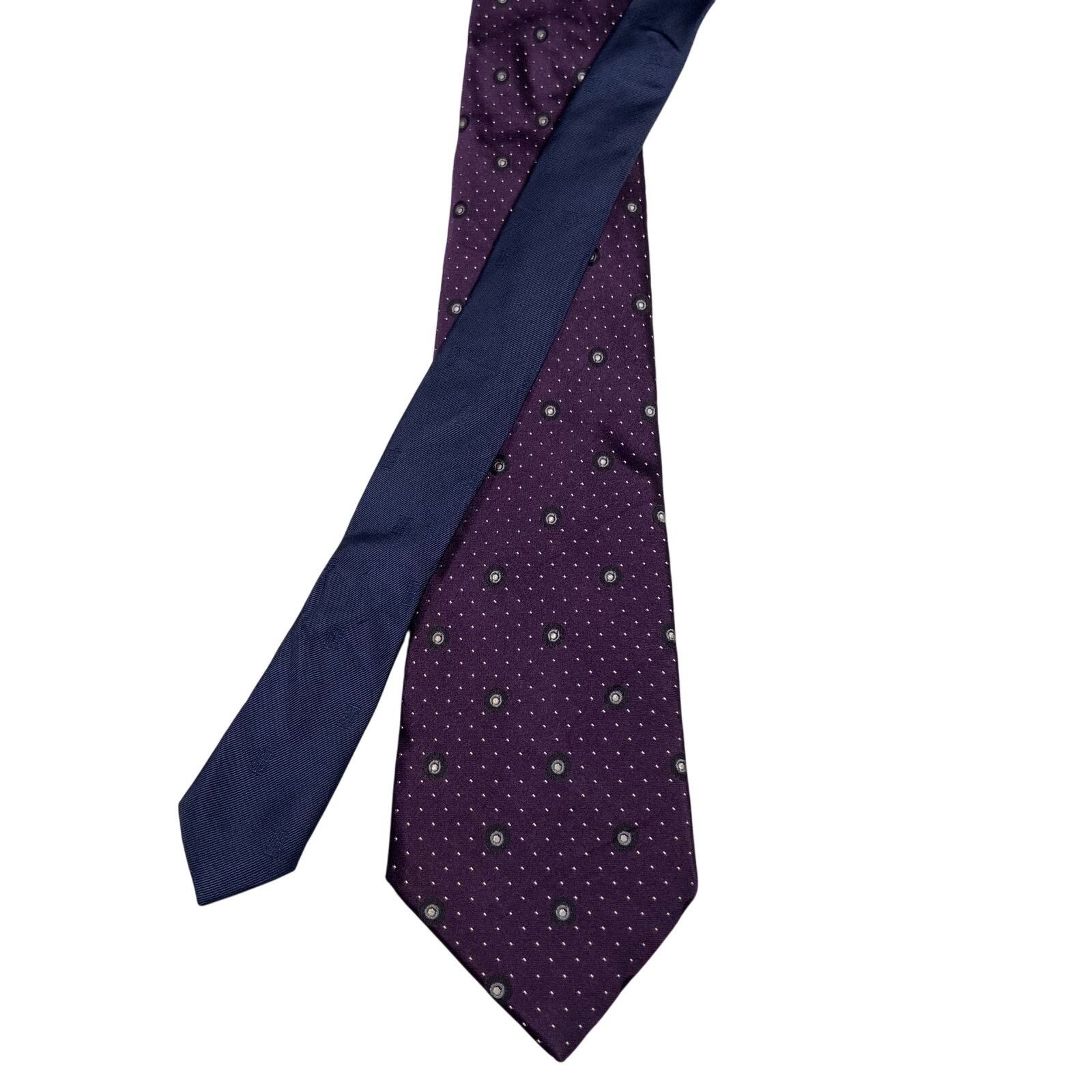 Tommy Hilfiger Tommy Hilfiger Men's Tie 100% Silk Purple White Polka Dot Size ONE SIZE - 1 Thumbnail