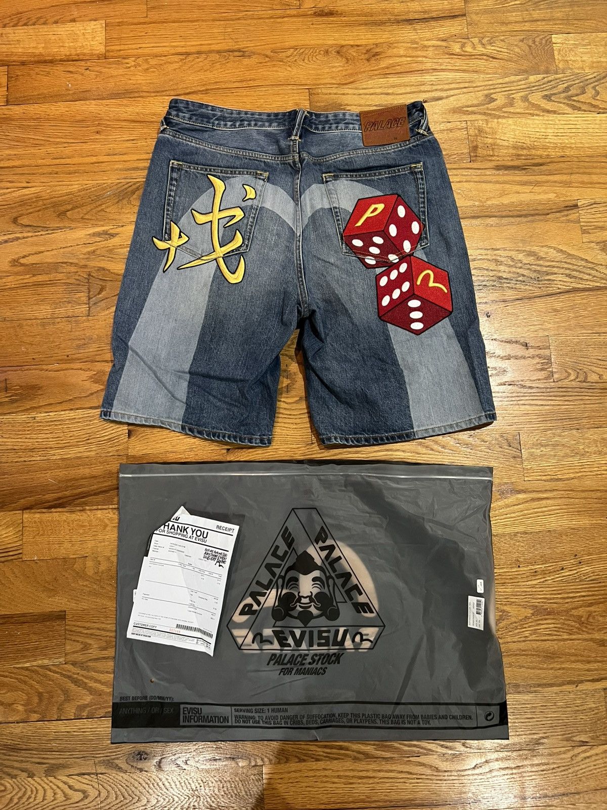 Evisu × Palace Palace x EVISU Jorts Dice Embroidery | Grailed