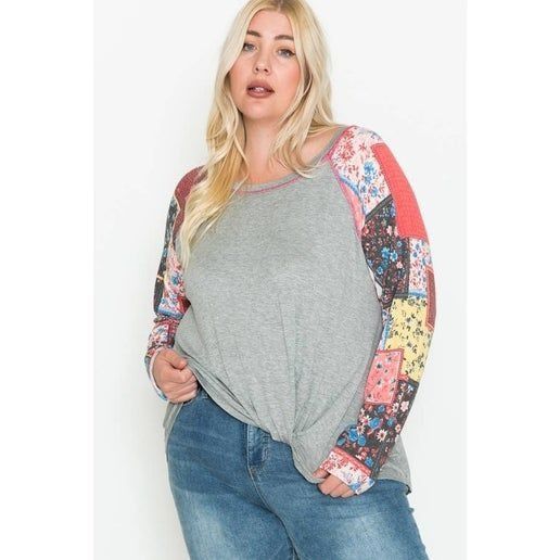 Other Plus Size Colorful Patchwork Long Sleeve Top 3X Size 3XL / US 20-22 - 4 Thumbnail