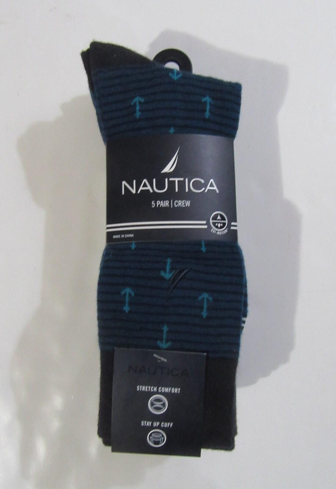 Nautica Nautica Mens 5 Pair Crew Dress Socks Navy Anchor NWT NEW Size ONE SIZE - 1 Thumbnail