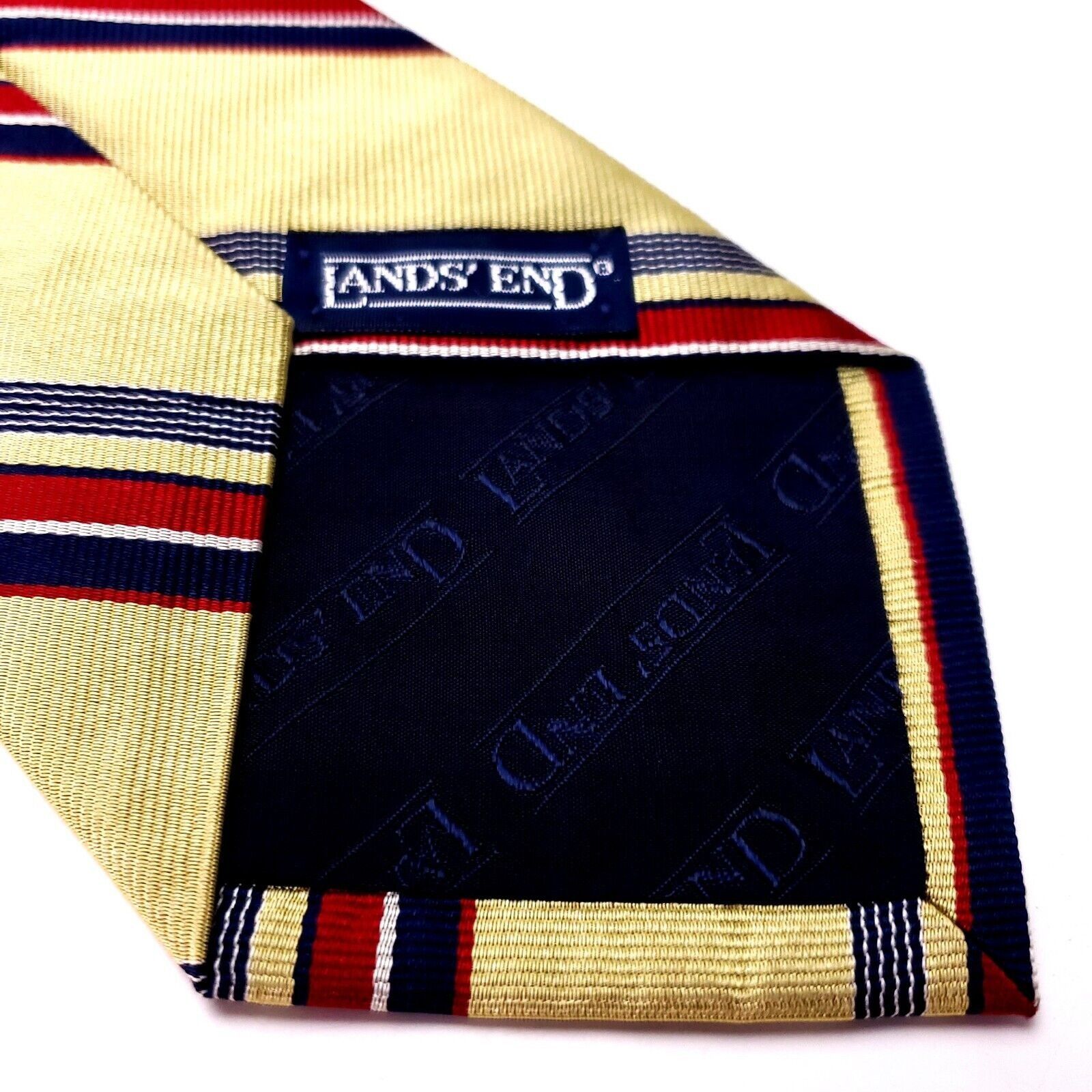Lands' End Land's End Silk Tie Yellow Woven Striped Red Size ONE SIZE - 4 Thumbnail
