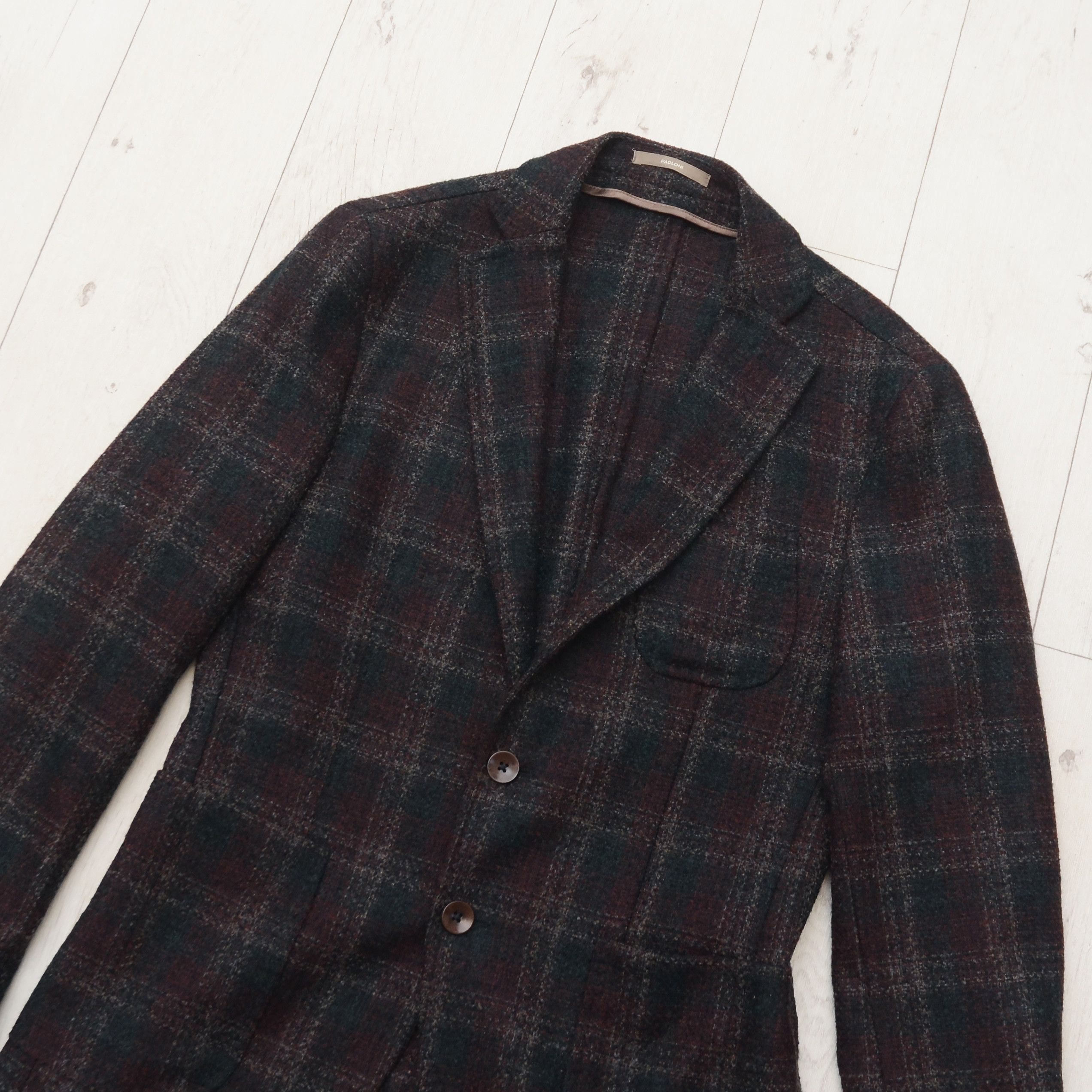 Designer × Paoloni PAOLONI CASUAL MEN BLAZER Tweed Check SLIM WOOL Sport Coat Size 36R - 4 Thumbnail