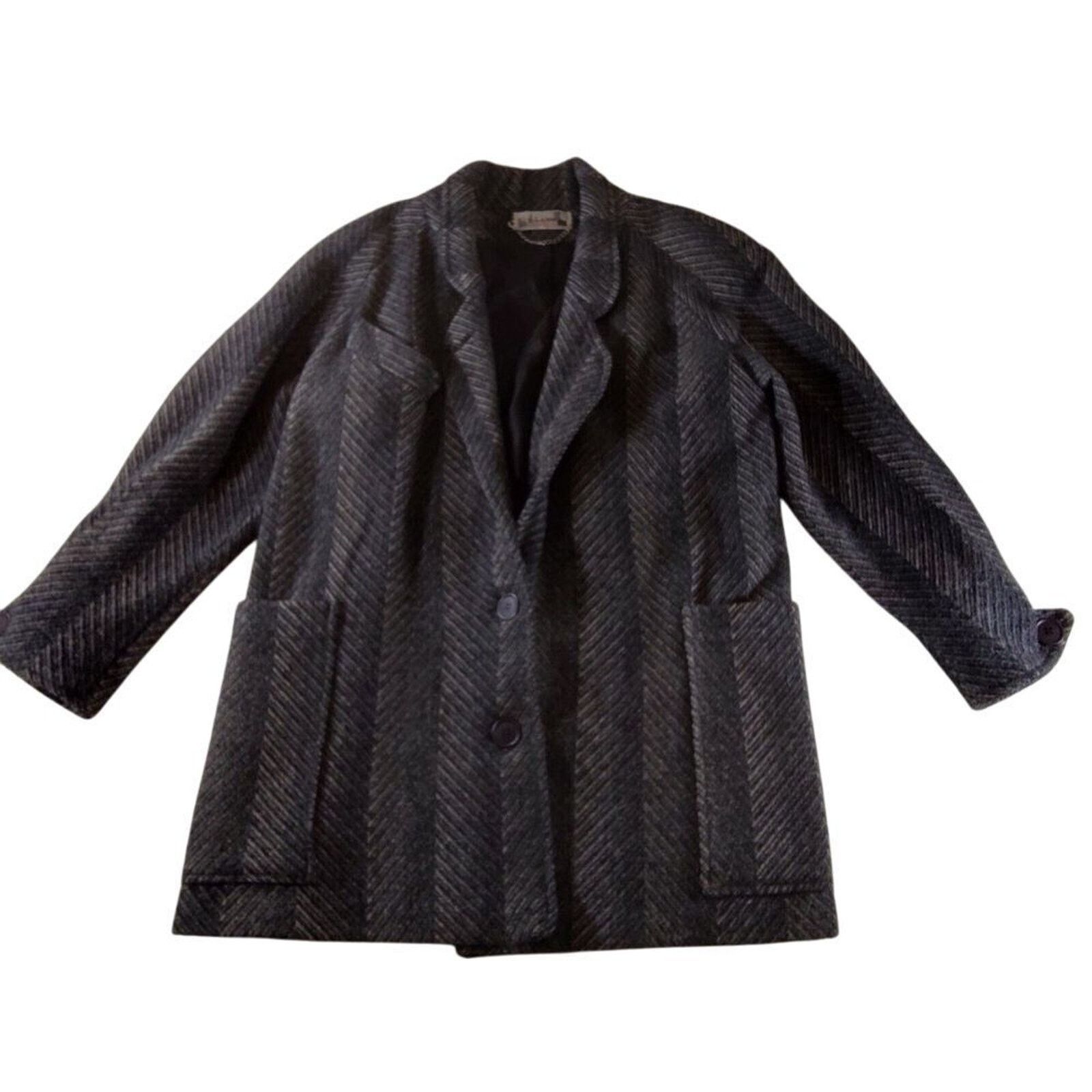 & Other Stories VTG NY Girl Union USA Gray Herringbone Wool Blend Jacket 10 Size L / US 10 / IT 46 - 1 Thumbnail
