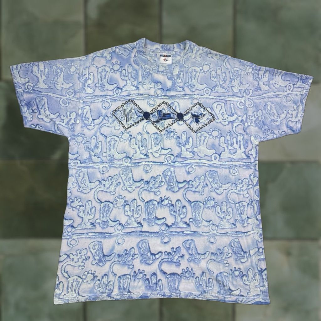 Jerzees VINTAGE Fort Worth Texas Tie Dye T-Shirt Men XL Short Sleeve Crew Neck Graphic Print Western 90s Size US XL / EU 56 / 4 - 1 Thumbnail