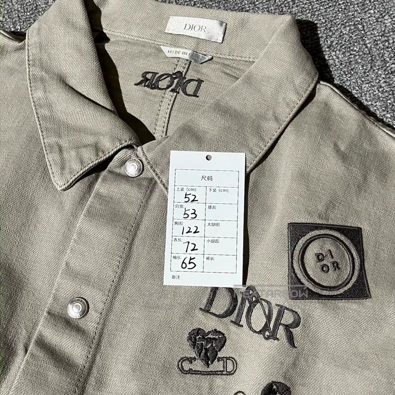 Dior Dior Gray pin logo embroidered long-sleeved denim jacket Size US L / EU 52-54 / 3 - 9 Thumbnail