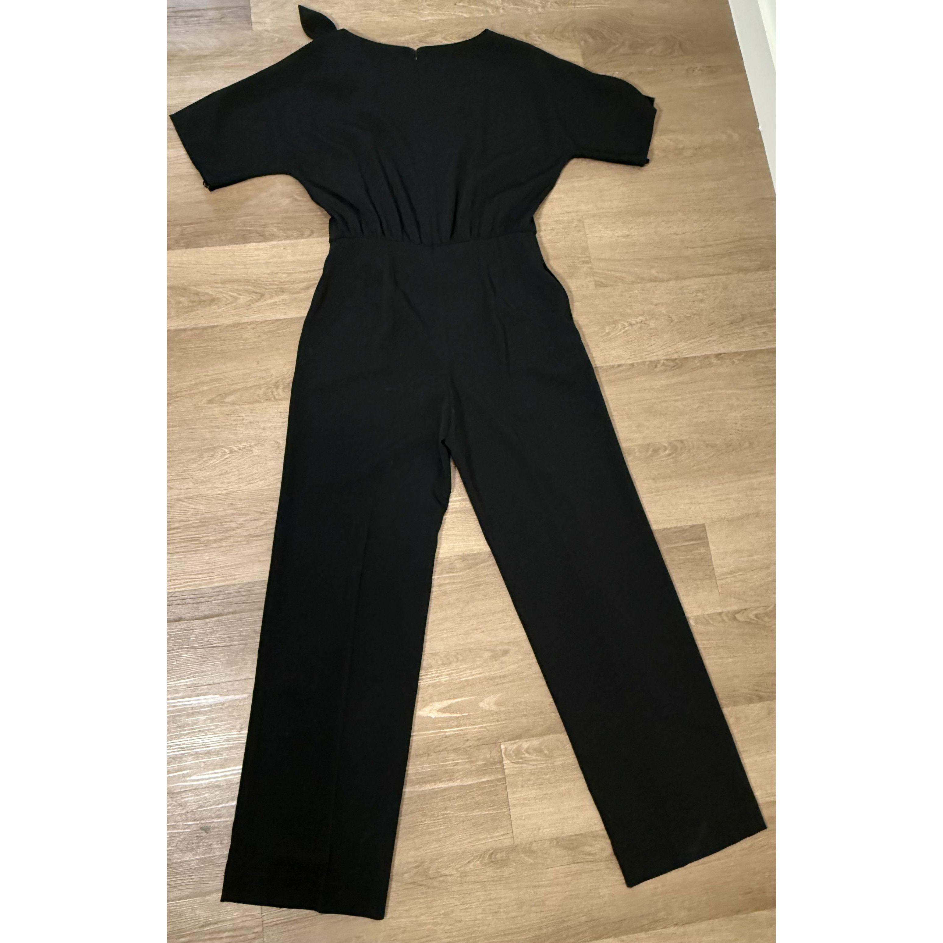 St. John St. John Black Wide-Leg Jumpsuit With Bow Detail Party Cockt Size 30" / US 8 / IT 44 - 2 Thumbnail