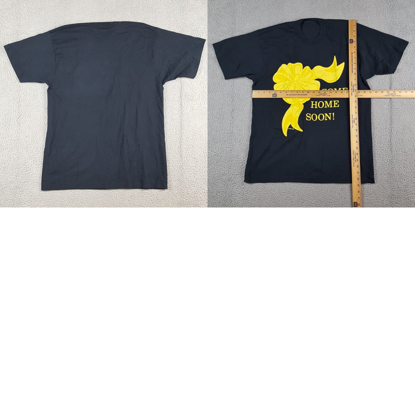 Fruit Of The Loom VINTAGE Desert Storm Come Home Soon T Shirt Military Army Ribbon 90s Size L Fruit of the Loom Black Cotton Short Sleeve Crew Neck Mens Size US L / EU 52-54 / 3 - 8 Thumbnail