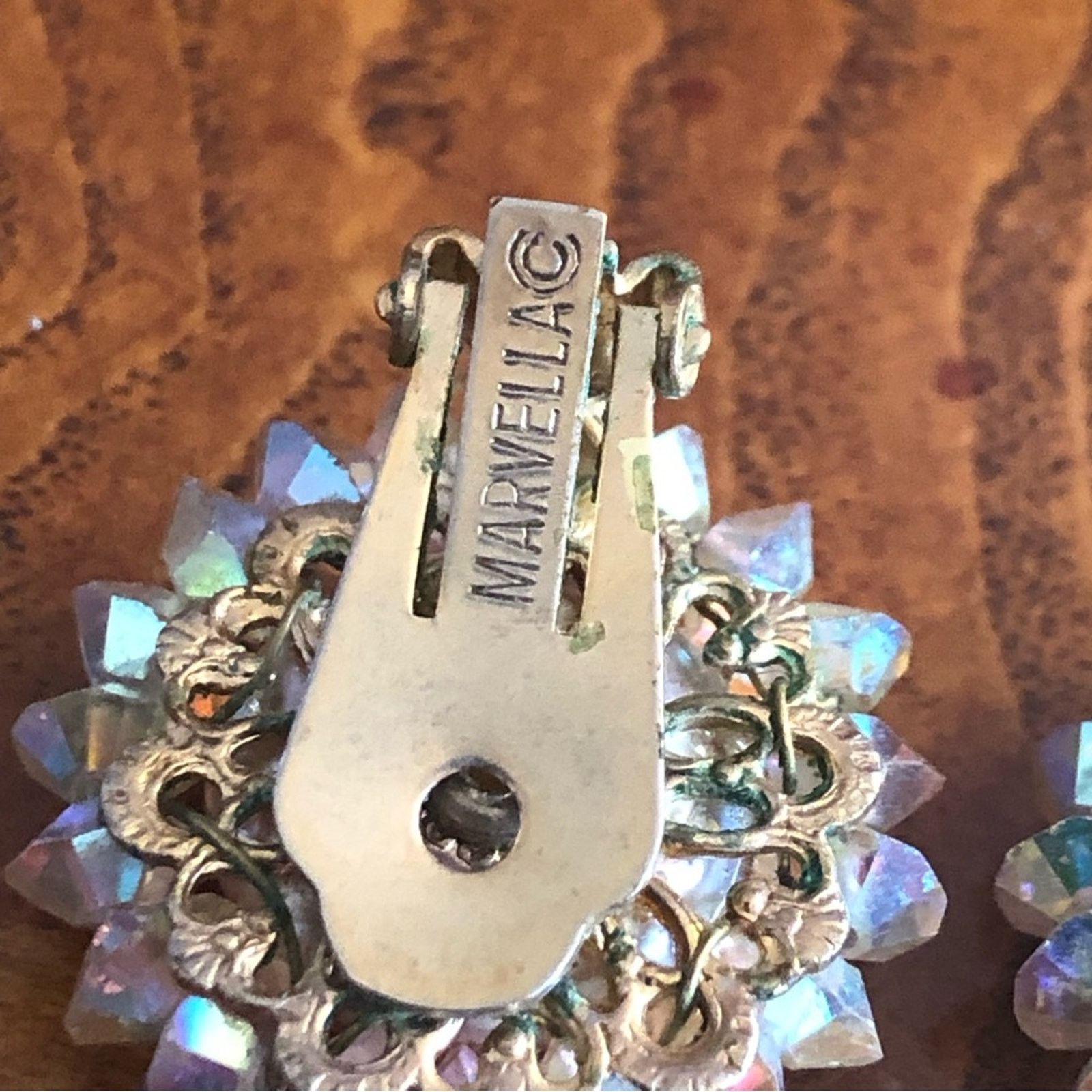 Vintage Vintage Marvella signed pearl crystal clip on earrings Size ONE SIZE - 3 Thumbnail