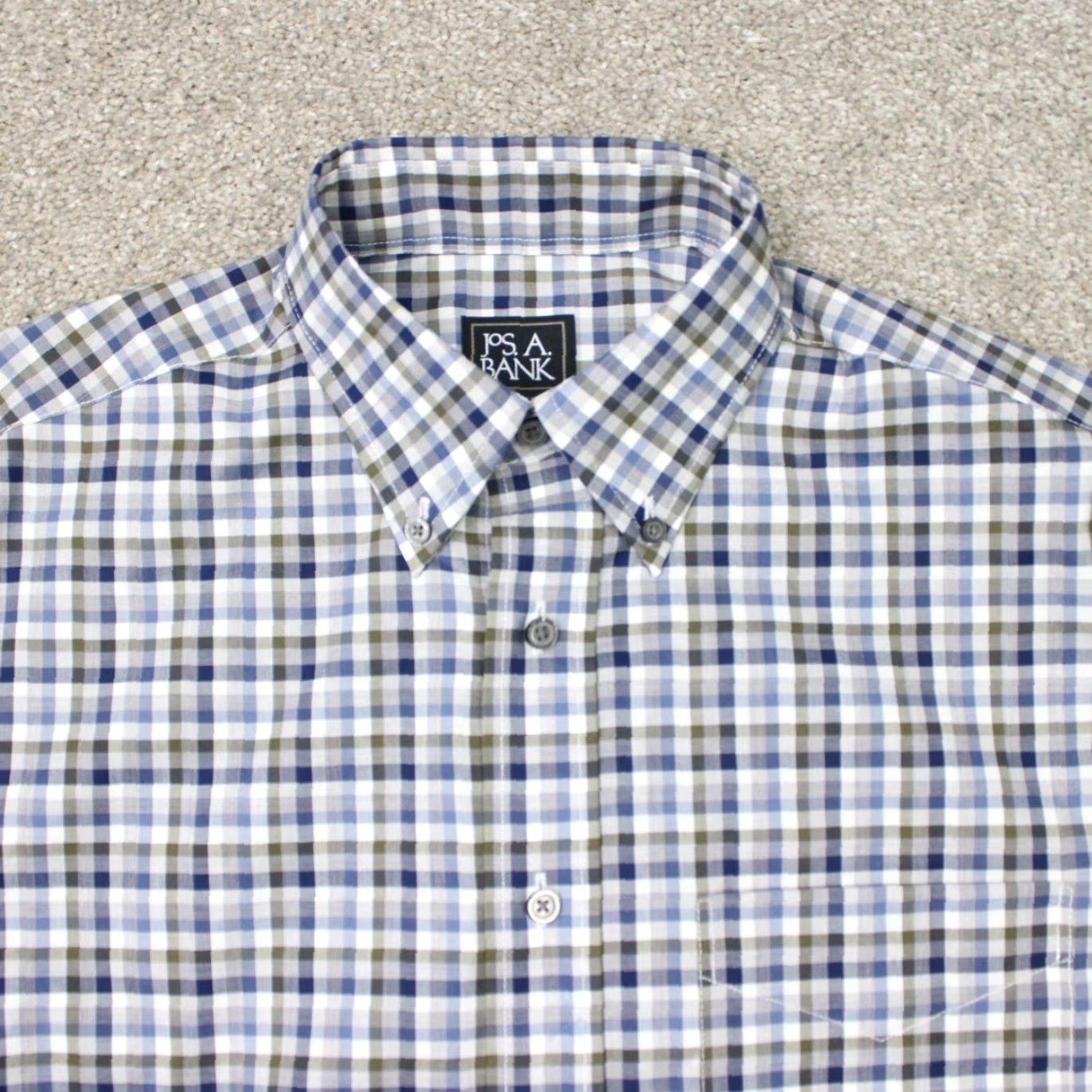 Jos. A. Bank Jos. A. Bank Shirt Mens Small Blue/Green Traveler Traditional Fit Cotton L/S Size US S / EU 44-46 / 1 - 4 Thumbnail