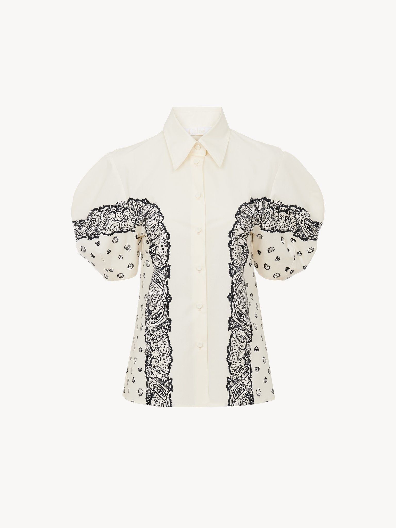 Chloe o1y0825 Patterned Shirt in Ivory/Black Size S / US 4 / IT 40 - 1 Thumbnail