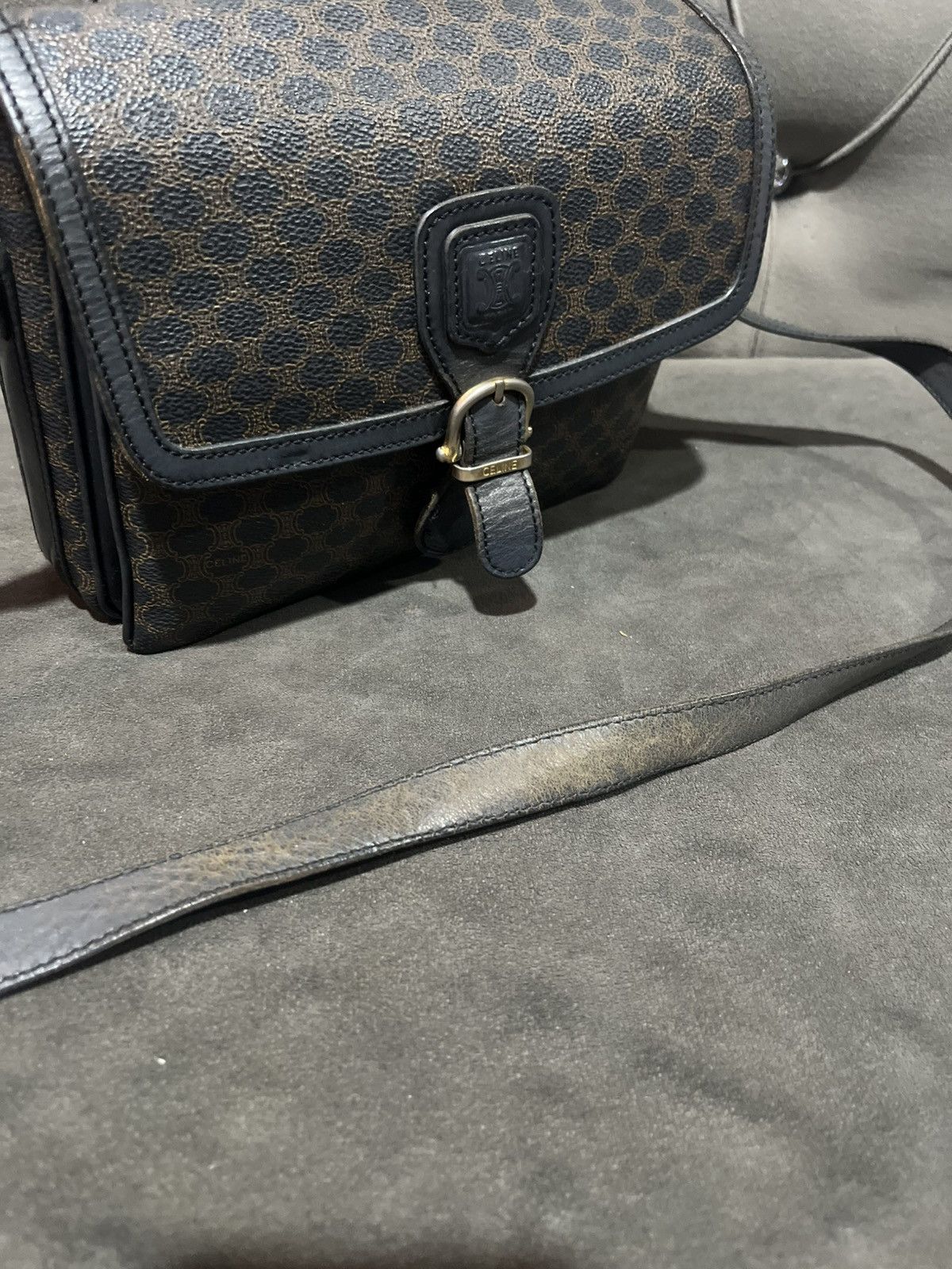Celine Celine Vintage Macadam PVC Shoulder Bag Black Size ONE SIZE - 18 Thumbnail