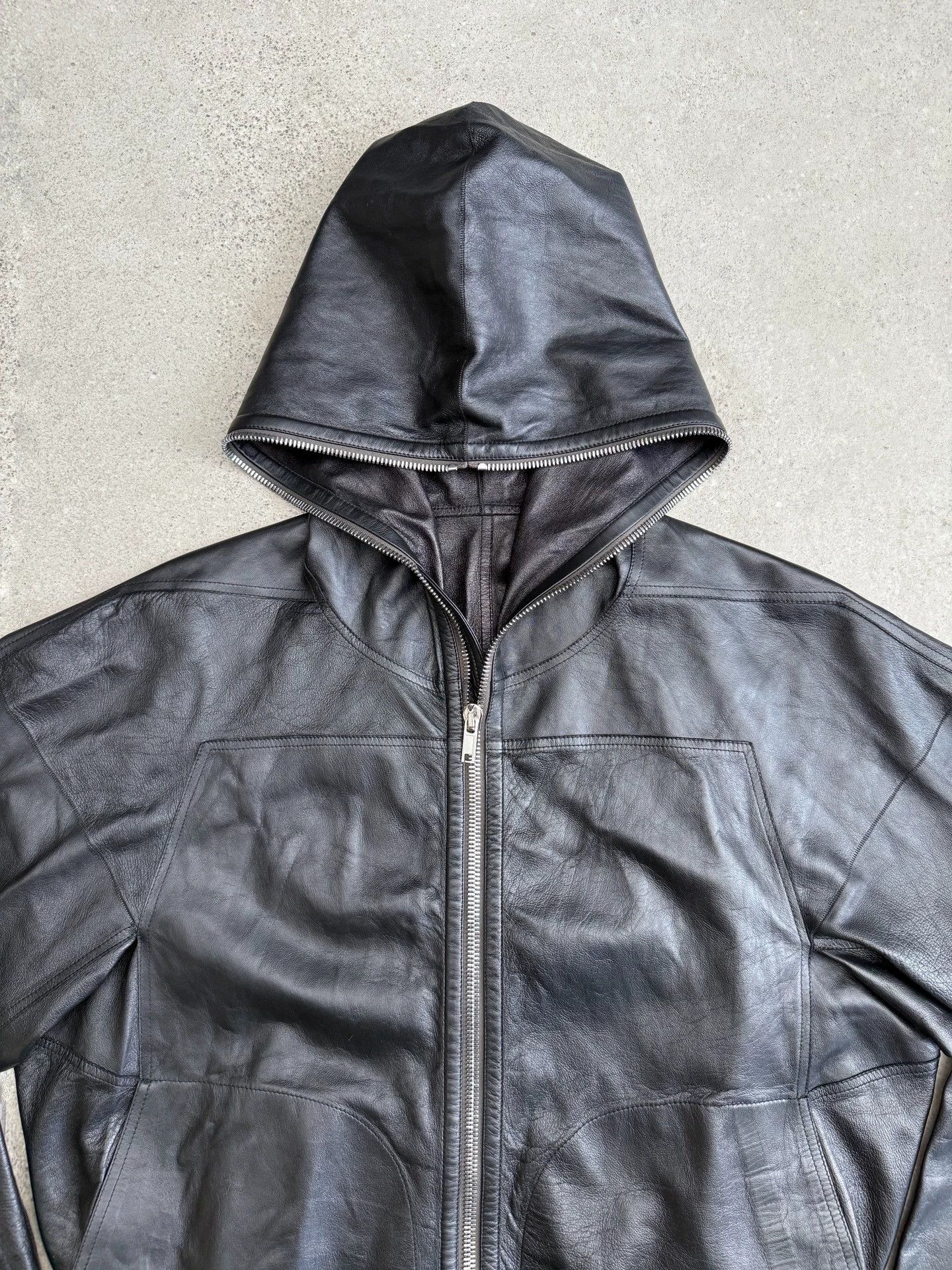 Rick Owens Rick Owens Lambskin Short Wide Hooded Zip-Up Jacket 50/L Size US M / EU 48-50 / 2 - 3 Thumbnail