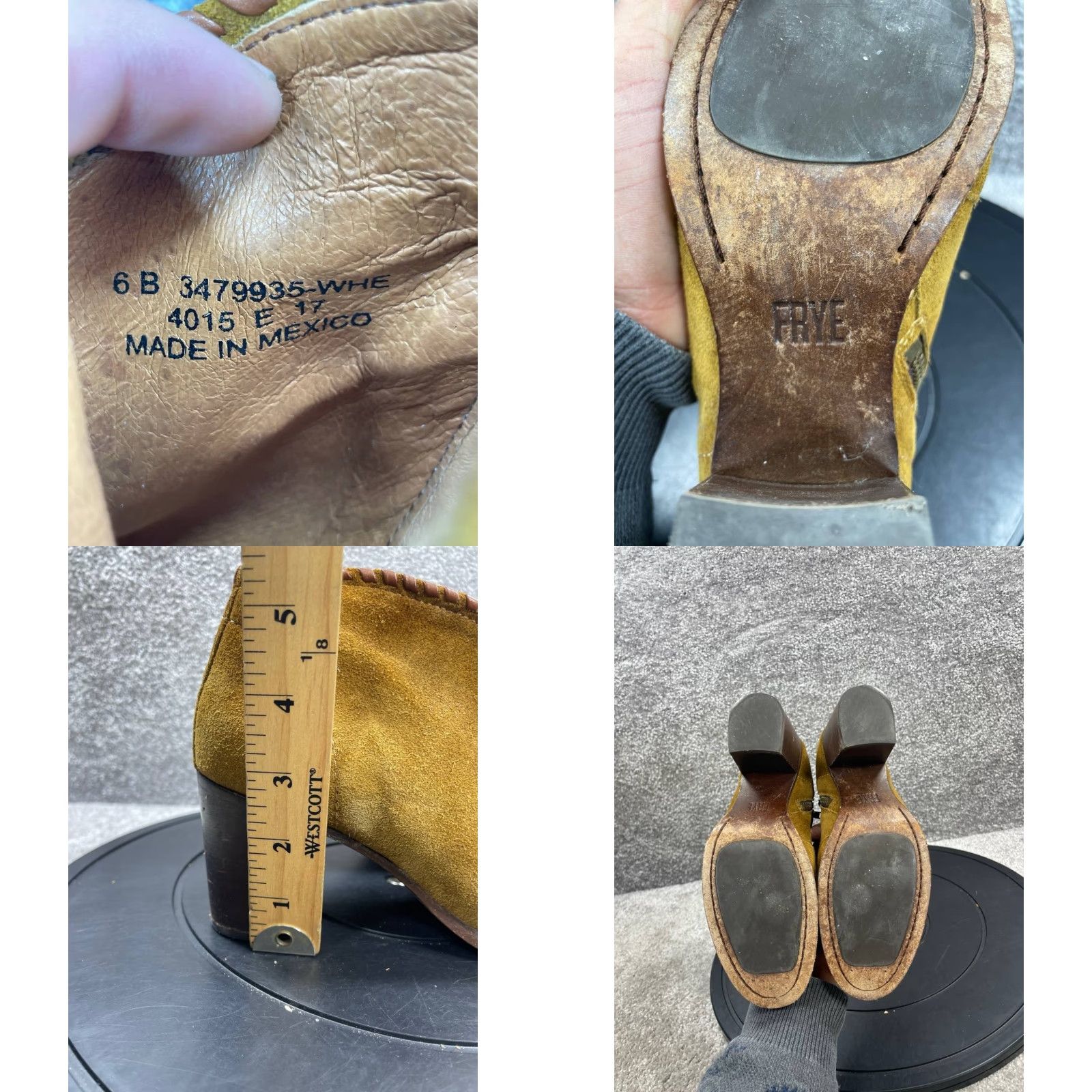 Frye Frye Nora Whipstitch Boots Womens Size 6 B Wheat Suede Side Zip Bootie Casual Fall Winter Spring Summer Leather Lining Rubber Outsole Block Heel Mens? Size US 6 / IT 36 - 8 Thumbnail