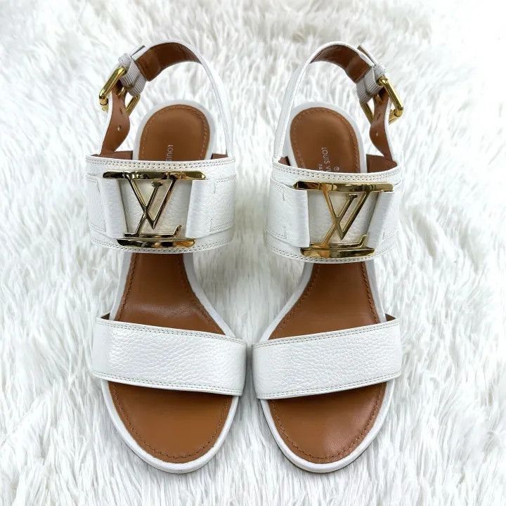 Louis Vuitton Louis Vuitton White Leather Strap Sandals for Women -2508 Size US 6 / IT 36 - 2 Thumbnail