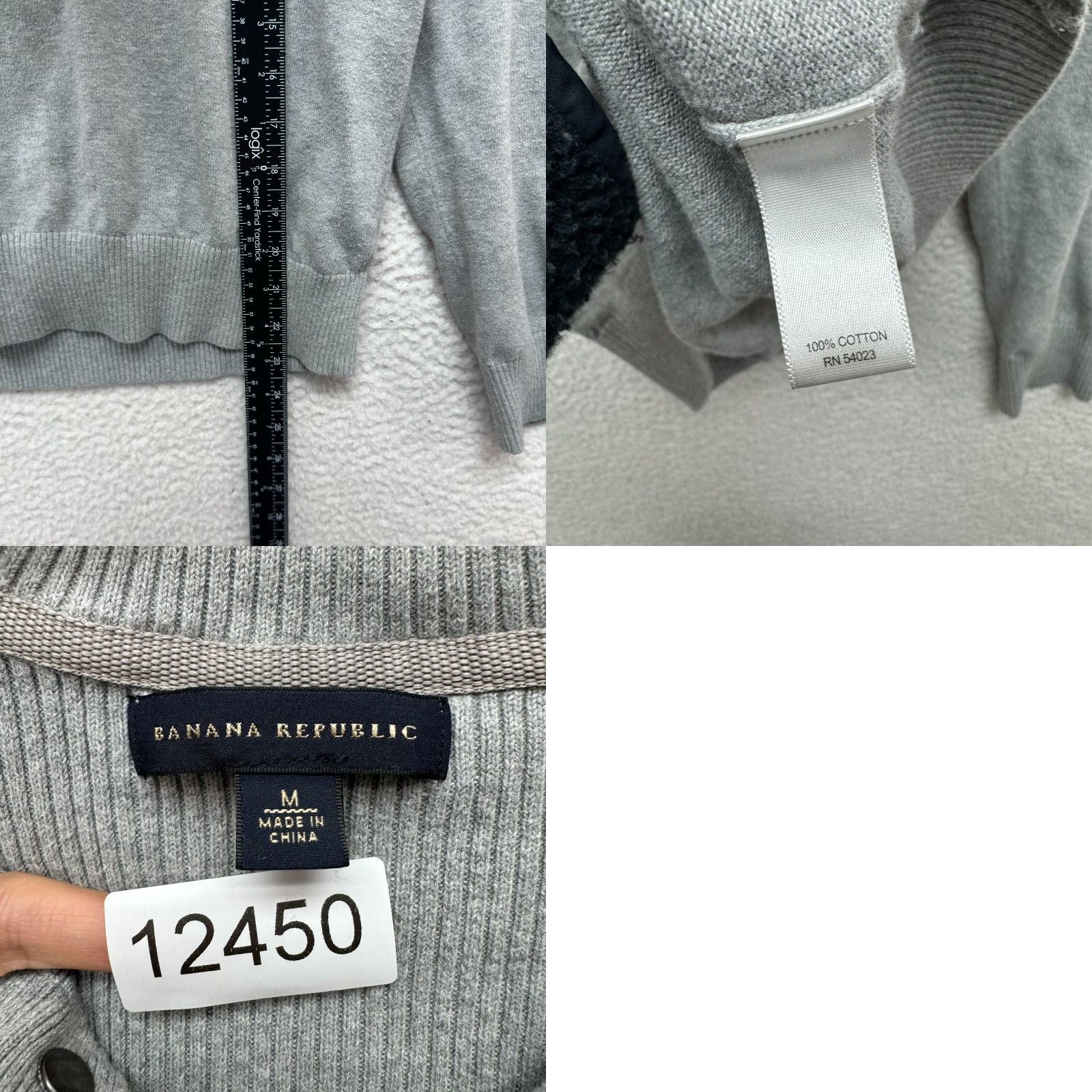 Banana Republic Banana Republic Sweater Mens Medium Grey Knit Mock Neck Snap Button Cotton Size US M / EU 48-50 / 2 - 8 Thumbnail