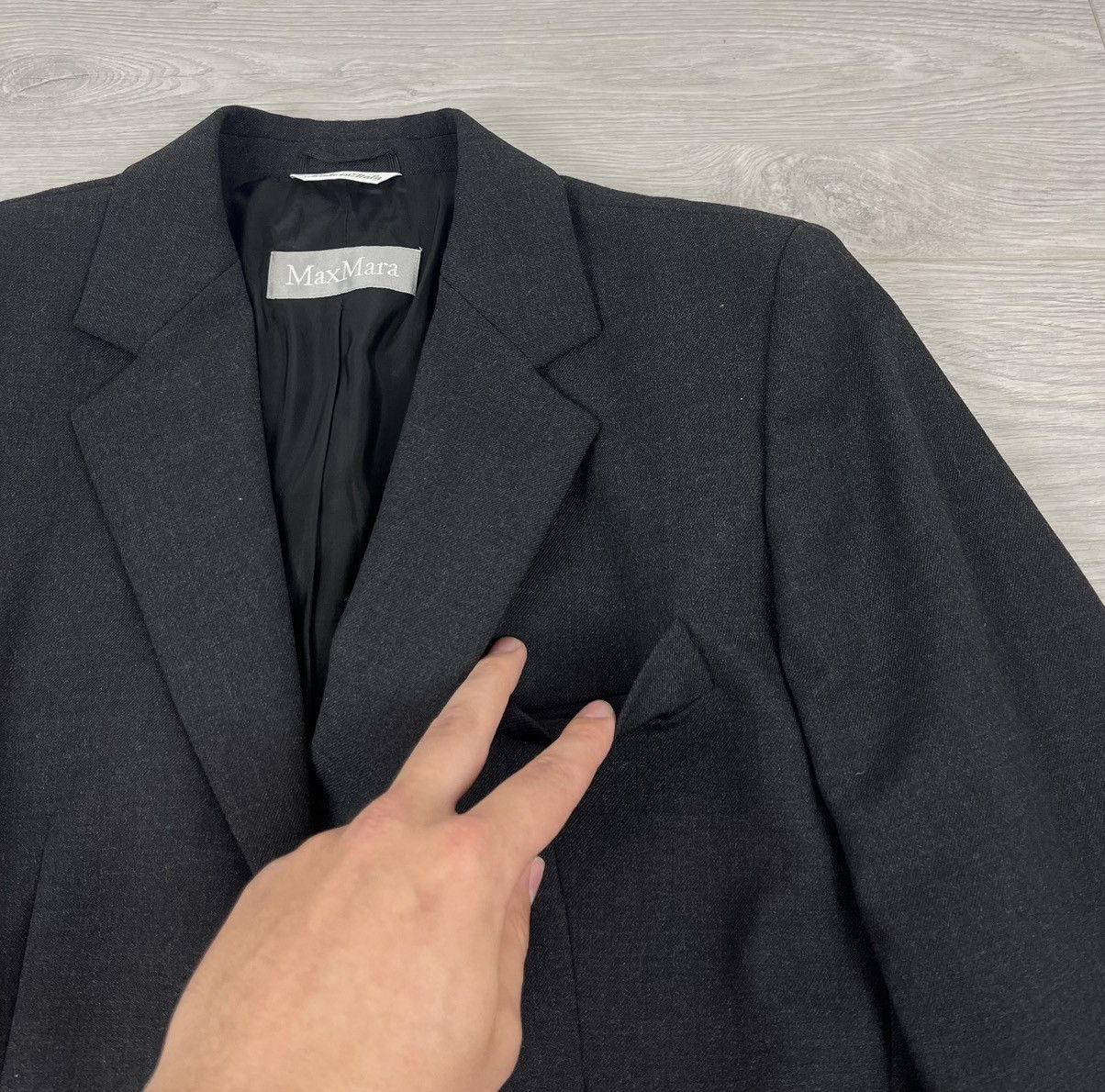 Vintage Max Mara Italy Vintage Black Wool Blazer Jacket Size XL / US 12-14 / IT 48-50 - 8 Thumbnail
