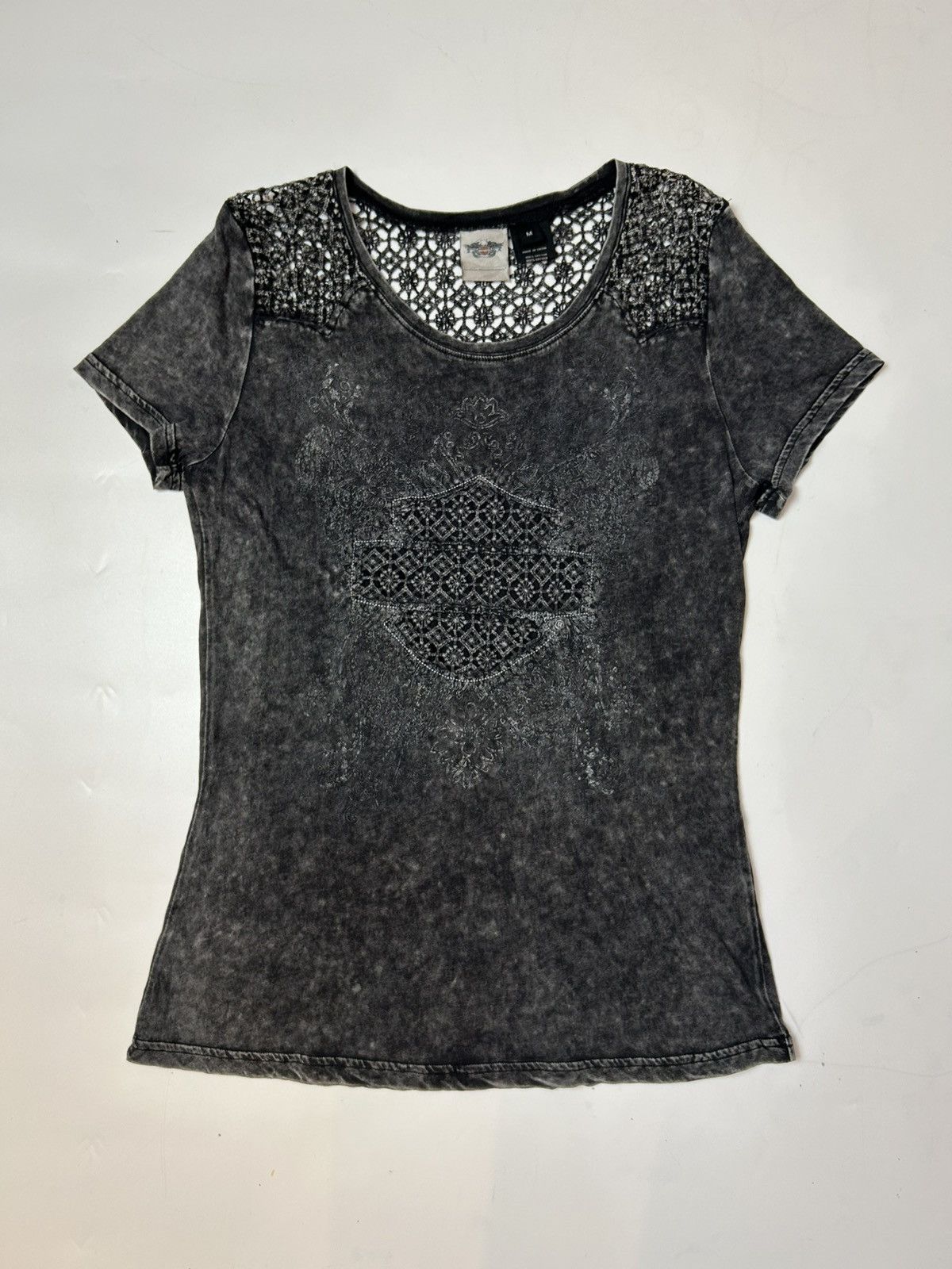 Harley Davidson HARLEY DAVIDSON WOMEN’S SHORT SLEEVE BLOUSE CROCHET BIKER Size M / US 6-8 / IT 42-44 - 2 Thumbnail