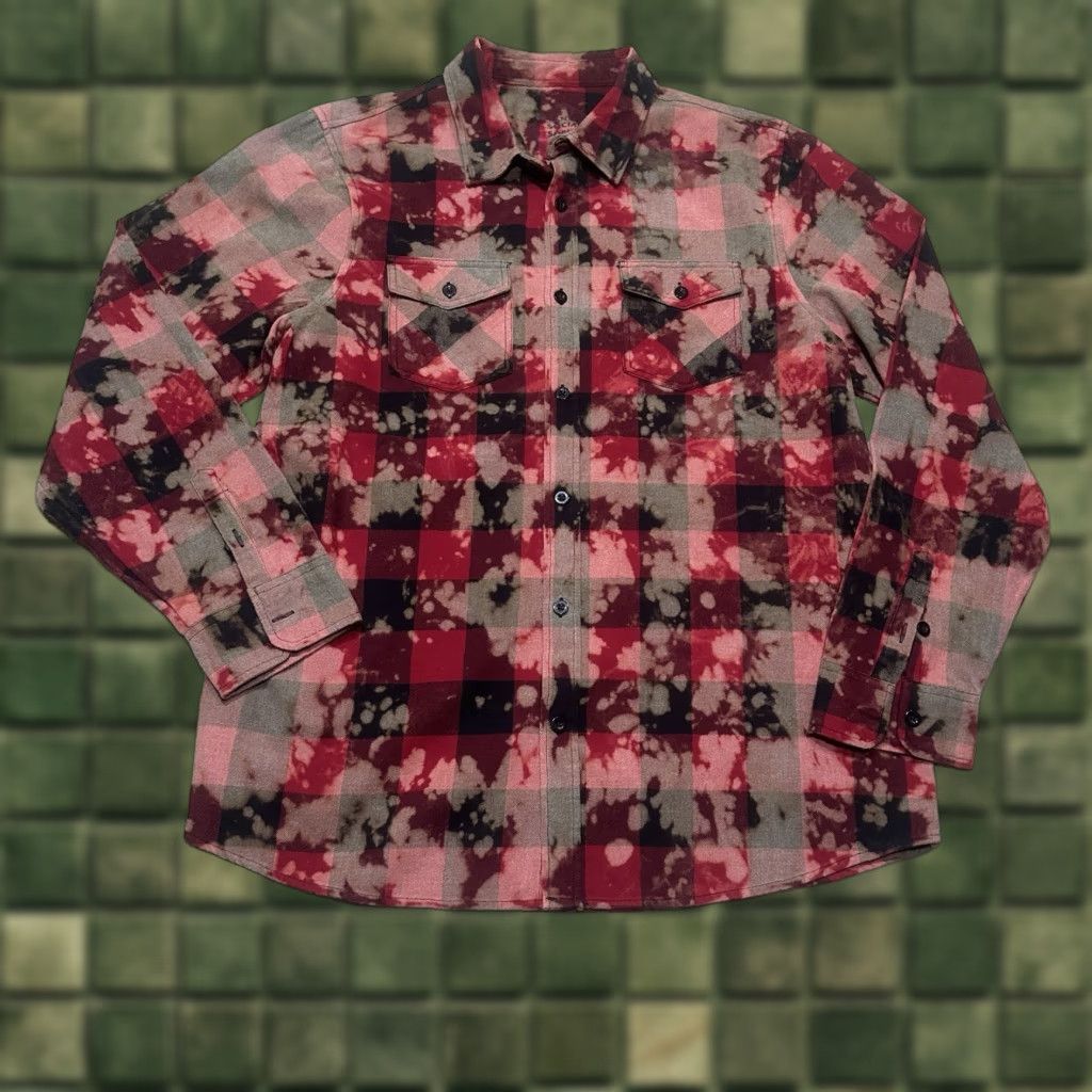 Anti Social Social Club Anti Social Social Club Shirt Button-Up Flannel Mens Large Red Tie Dye Plaid Long Sleeve Collar Down Vintage No Size US L / EU 52-54 / 3 - 1 Thumbnail