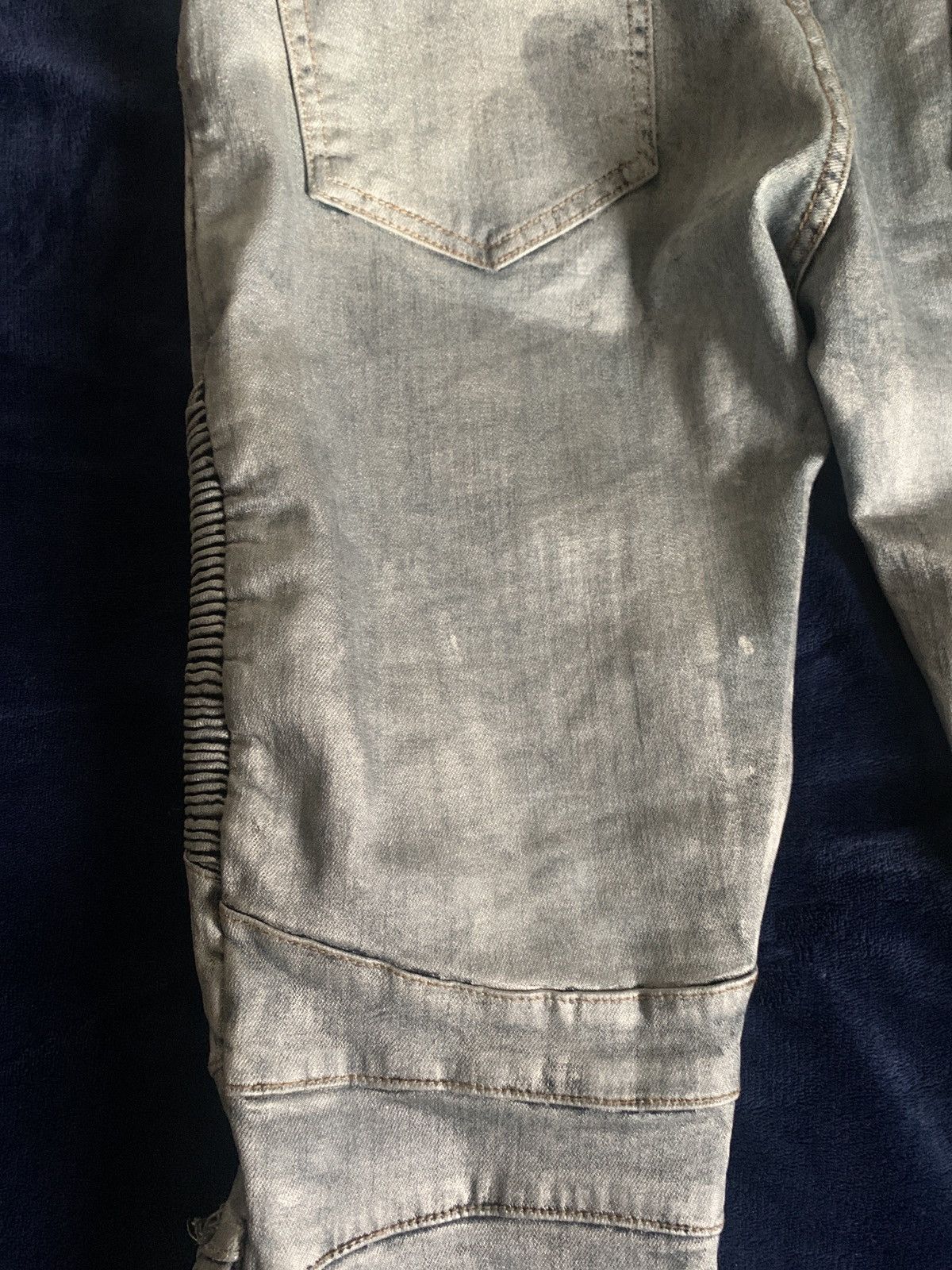 Other Custom Silver Biker Jeans Balmain Like 2000s Fashion Swag Size US 34 / EU 50 - 15 Thumbnail