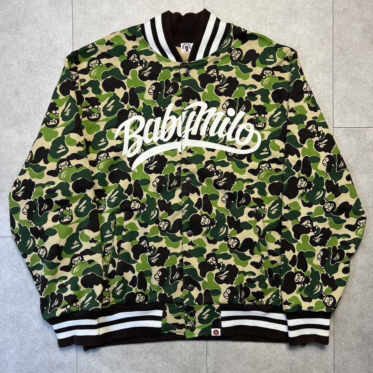 Bape Baby Milo Bape Green Camo Virsity Jacket Size US L / EU 52-54 / 3 - 1 Thumbnail