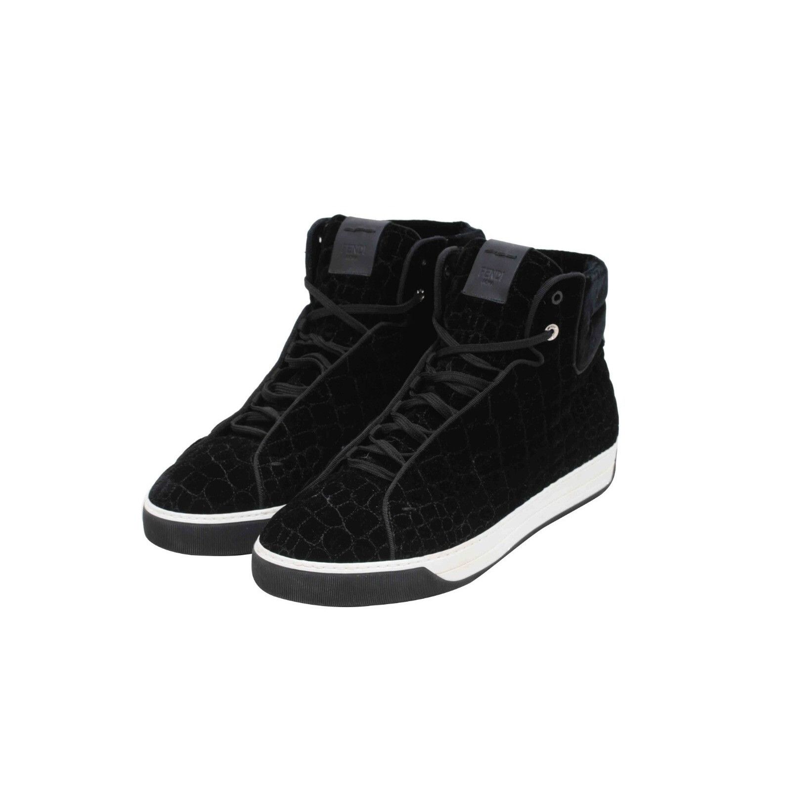 Fendi High Top Sneaker Black Velour Croc Stamped Ru Size US 12 / EU 45 - 3 Thumbnail