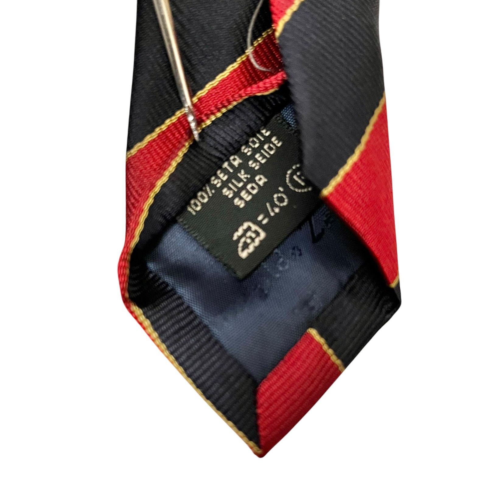 Ermenegildo Zegna Ermenegildo Zegna Regimental Striped Red Navy Blue Silk Tie Size ONE SIZE - 7 Thumbnail