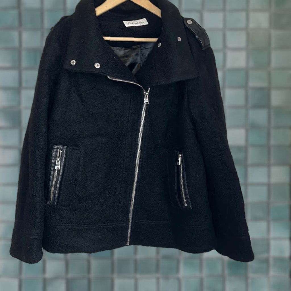 Calvin Klein Women’s Jacket Wool Blend Zip up Black L