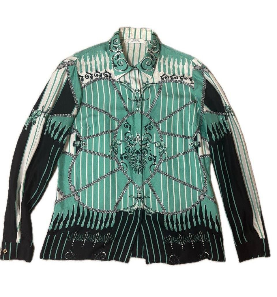 Versace Gianni Versace Collection 100% Silk Baroque Shirt Portugal Size M / US 6-8 / IT 42-44 - 2 Thumbnail