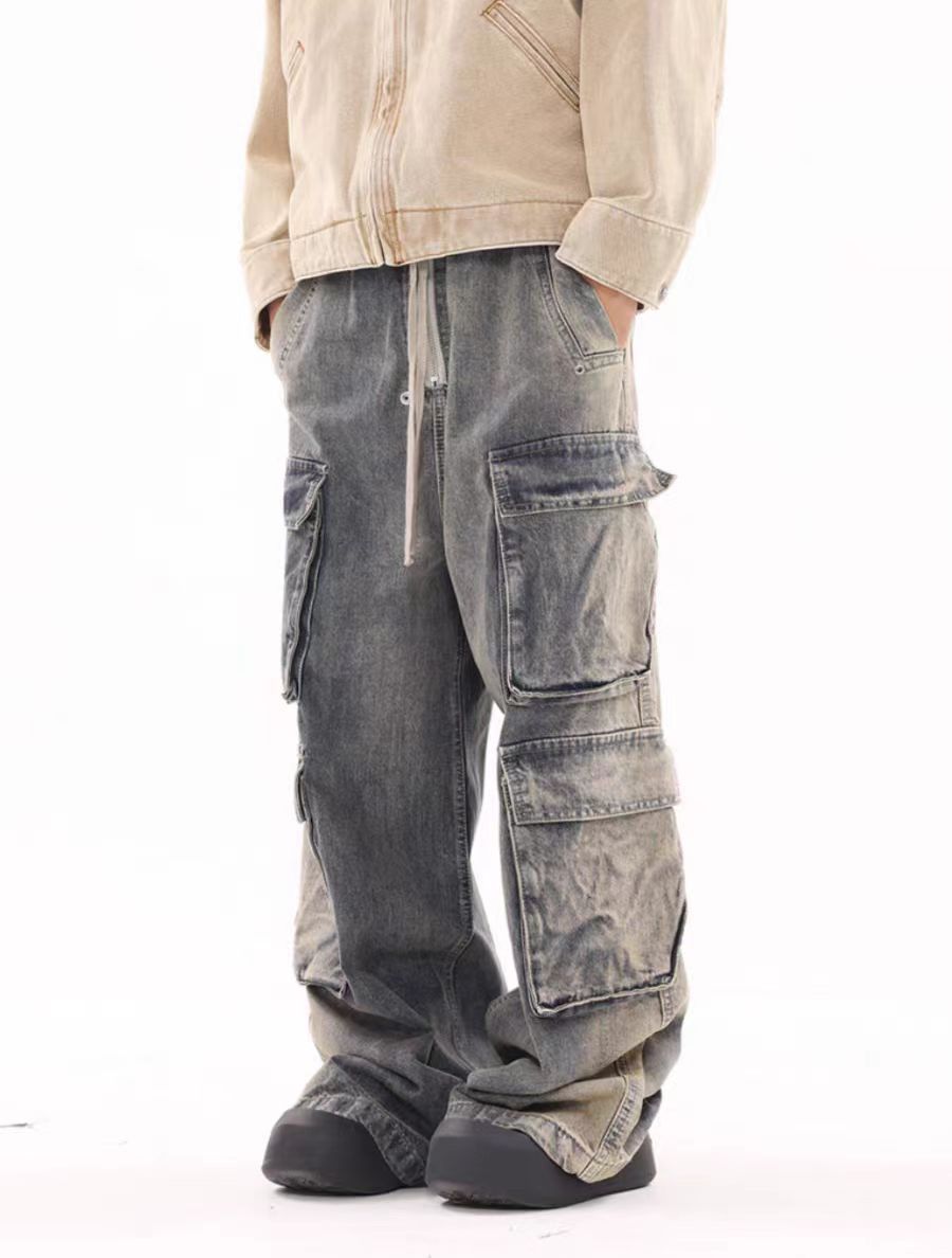Japanese Brand × Jean Street skater hip hop wide leg baggy jeans Size US 33 - 3 Thumbnail