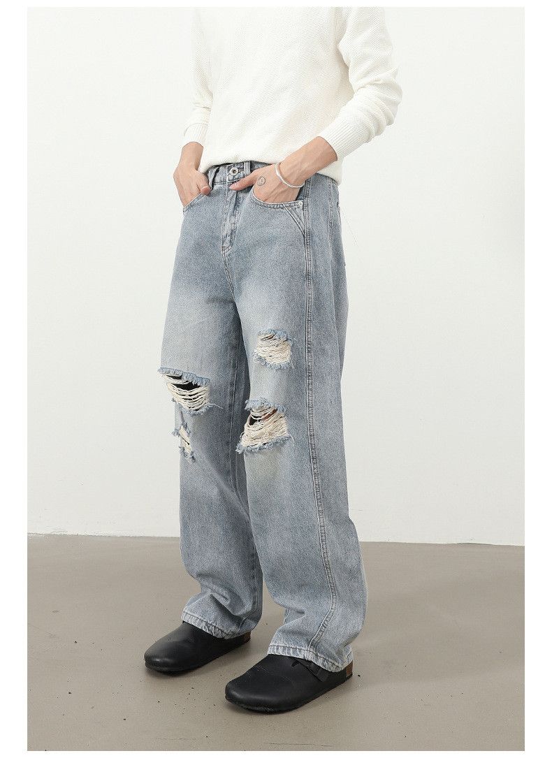 Vintage American retro men's loose washed ripped scimitar jeans Size US 32 / EU 48 - 5 Thumbnail