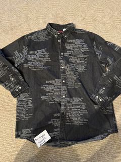 Supreme Trademark Jacquard Denim Shirt Washed Black for Men