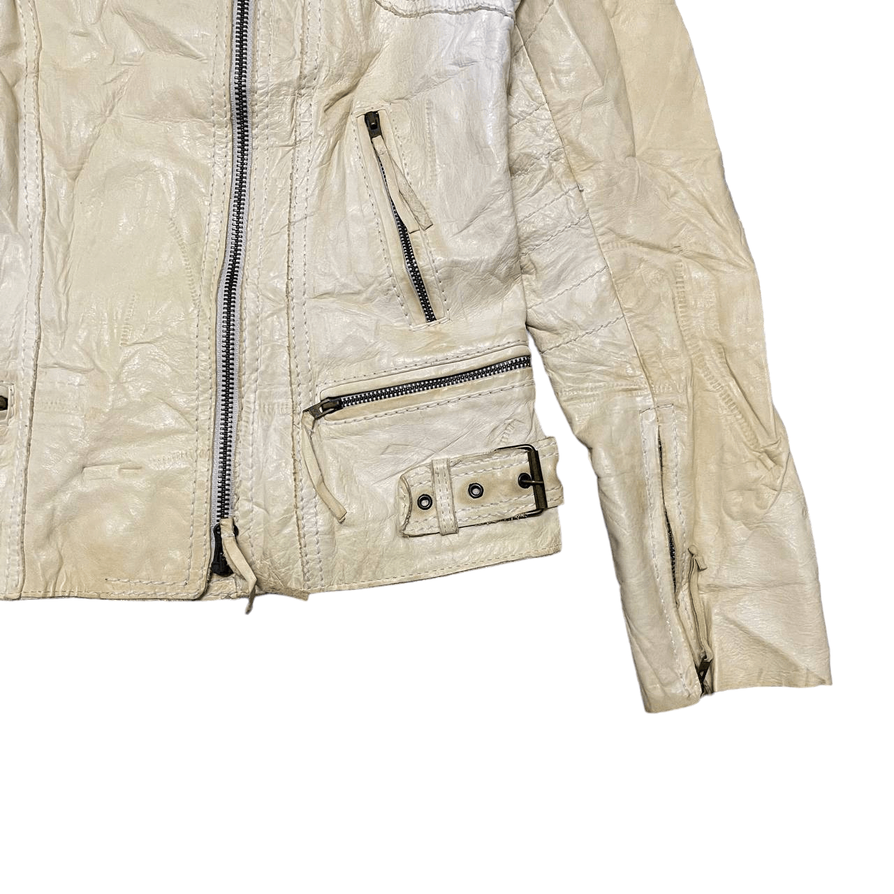 Leather Vintage Chine Pure Cow Leather Rider Jacket Size XS / US 0-2 / IT 36-38 - 4 Thumbnail