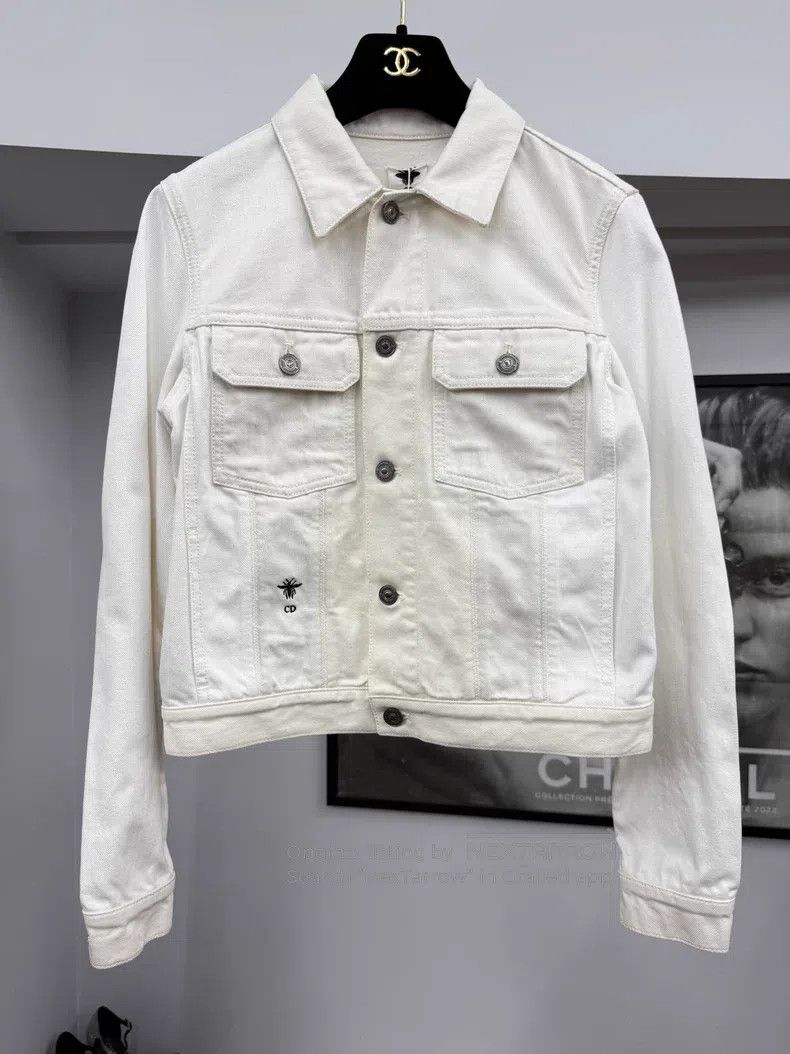 Dior Dior White and beige bee denim jacket Size XS / US 0-2 / IT 36-38 - 1 Thumbnail