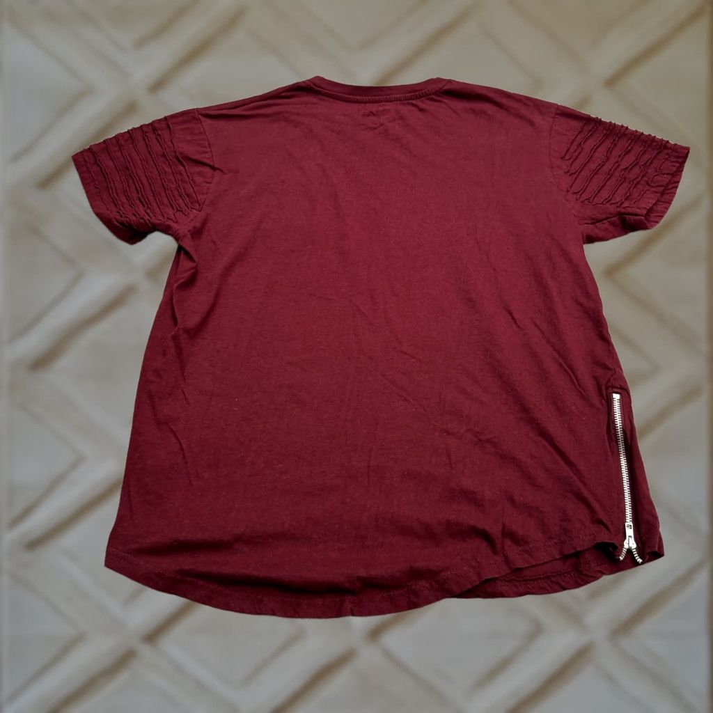 Phat Farm Phat Farm T-Shirt Mens L Burgundy Red Crew Cotton Tee Distressed Side Zip Size US L / EU 52-54 / 3 - 1 Thumbnail