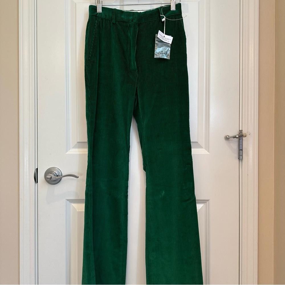 Designer NWOT Weekend MaxMara label-cut Green Bootcut Trousers US2/4 Size 27" / US 4 / IT 40 - 4 Thumbnail