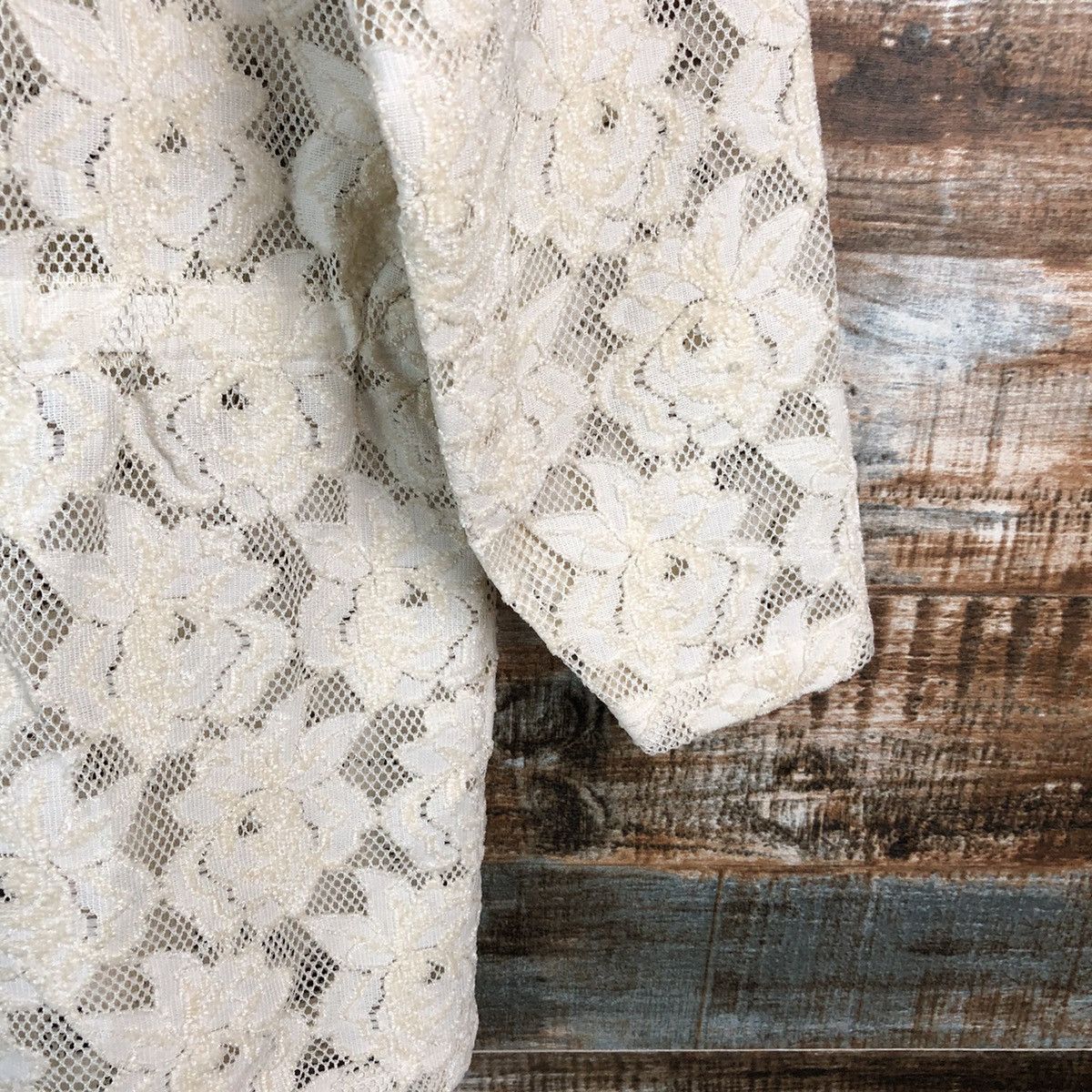 Homespun Knitwear Splash White crochet meshnet art Cardigan Knitwear #A2302 Size M / US 6-8 / IT 42-44 - 16 Thumbnail