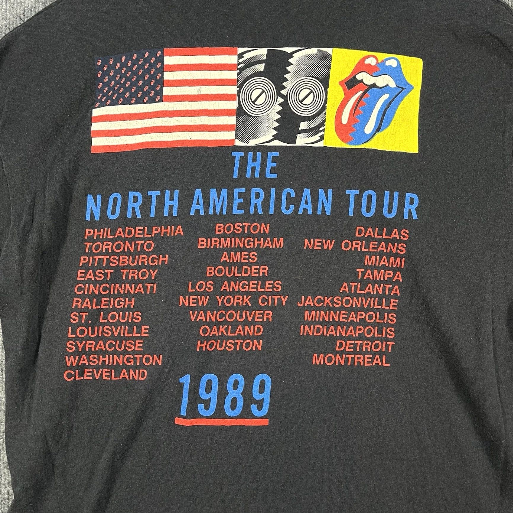 Vintage VINTAGE Rolling Stones T-Shirt 1989 Steel Wheels Tour Mens XL Black 80s Concert US Men XD Size US XL / EU 56 / 4 - 5 Thumbnail