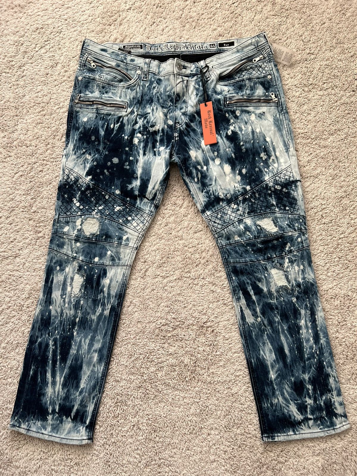 Rock Revival Rock Revival Moto Biker Tapered Leg Jeans “Ean” Regular Size US 42 / EU 58 - 1 Thumbnail