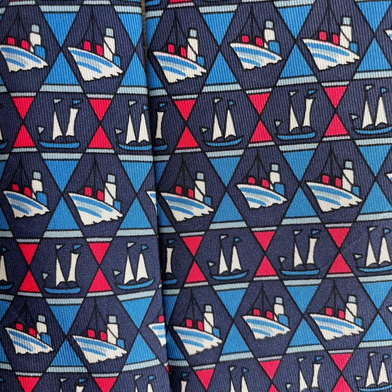 Hermes Hermes Paris Silk Tie 7290 EA Ships Blue Size ONE SIZE - 1 Thumbnail