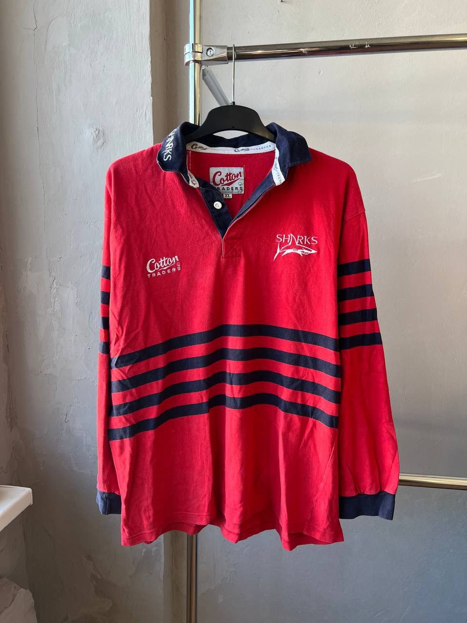 Cotton Traders 1998/99 SHARKS RUGBY AWAY RARE UNION SHIRT JERSEY SIZE XL Size US XL / EU 56 / 4 - 2 Thumbnail