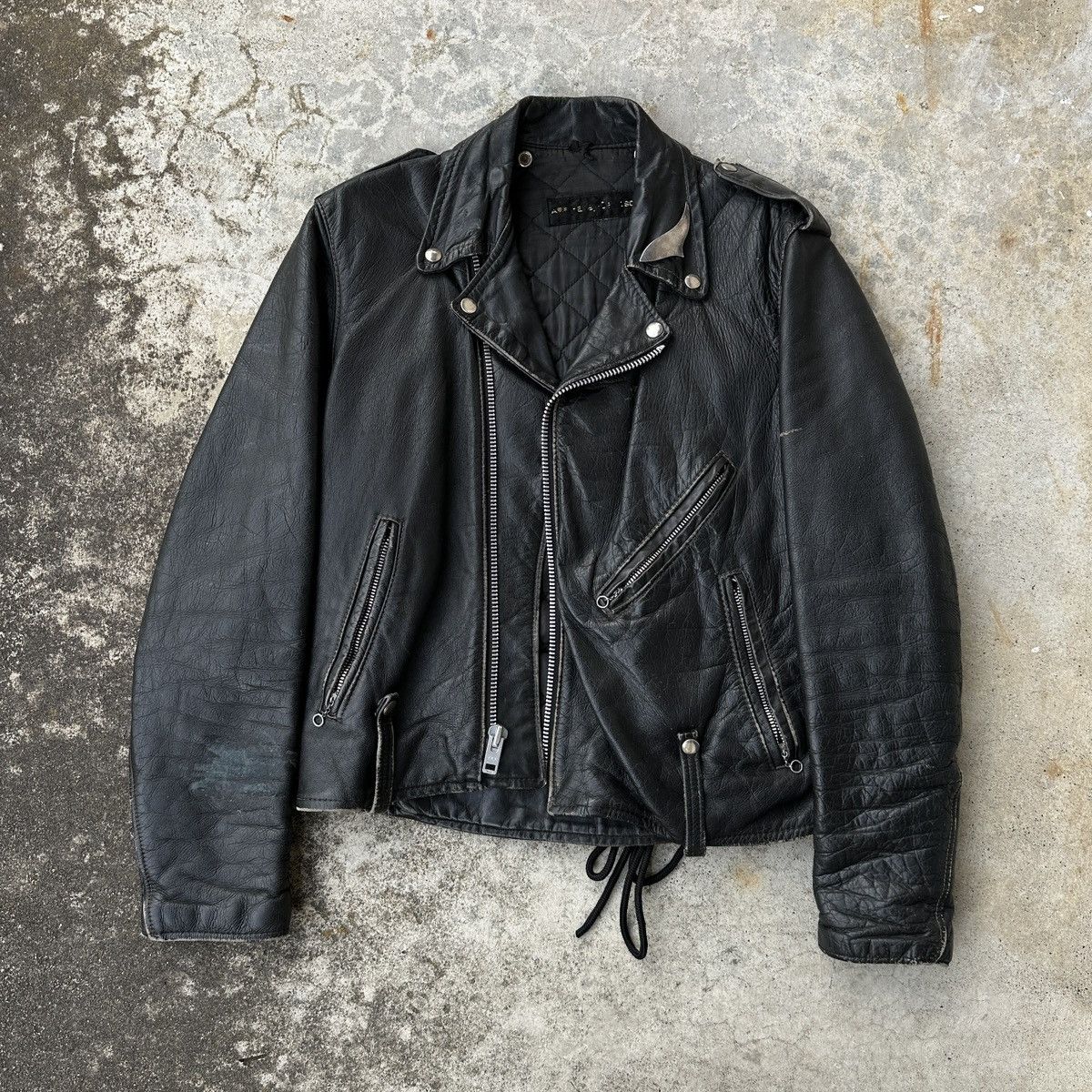 Leather Trashed 80s Moto Biker Rider jacket Vanson ERD Perfecto Size US L / EU 52-54 / 3 - 2 Thumbnail