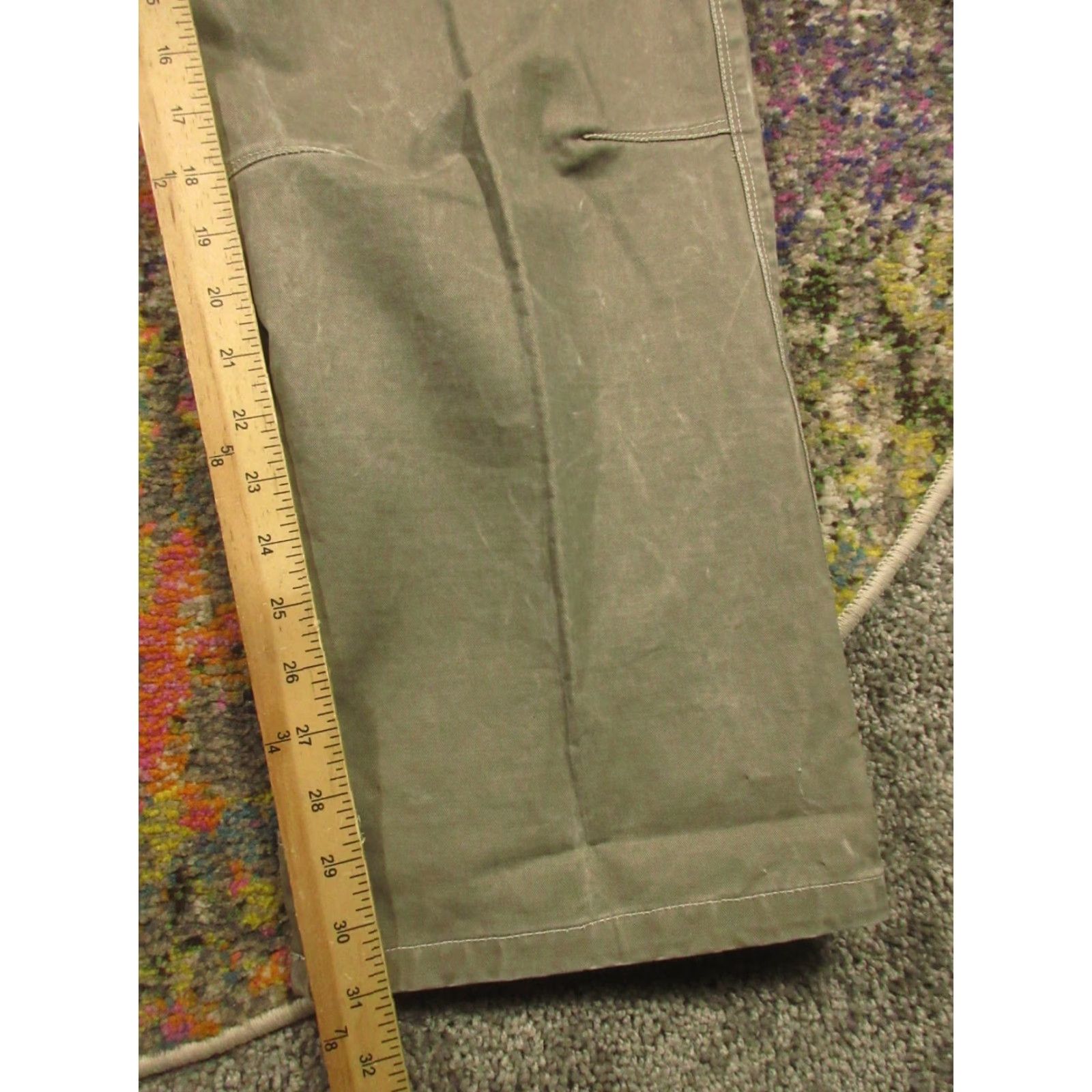Vintage Kuhl Rydr Pants Men 35x31 Heavy Canvas Vintage Patina Dye Green 5-Pocket Zipper Logo Snap Straight Leg Regular Fit Casual Workwear Travel Size US 35 - 3 Thumbnail